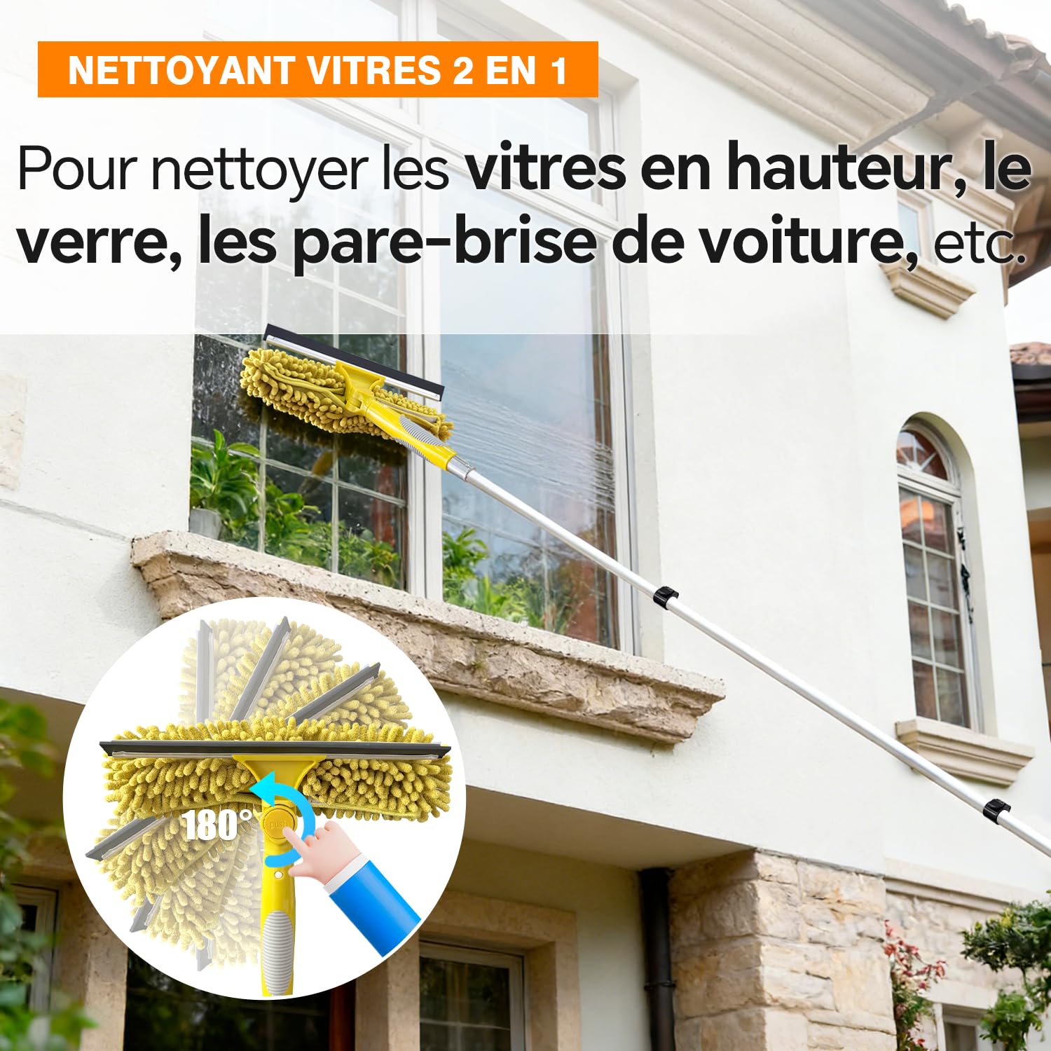 ARTIPOLY Kit d'extension télescopique de 6 m, Haute portée plumeau 5 en 1