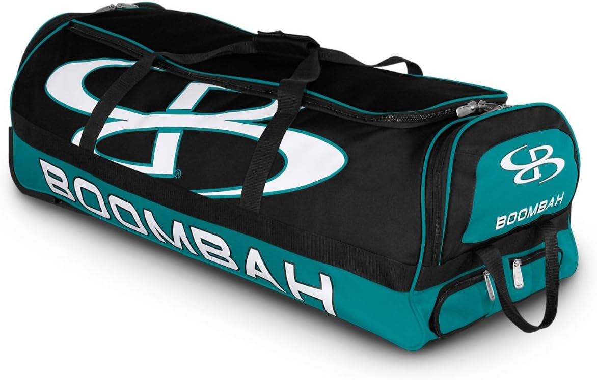 Boombah Brute Rolling Baseball/Softball Bat Bag - 35" x 15" x 12-1/2" - Holds 4 Bats and Room for Gear - Wheeled Bag