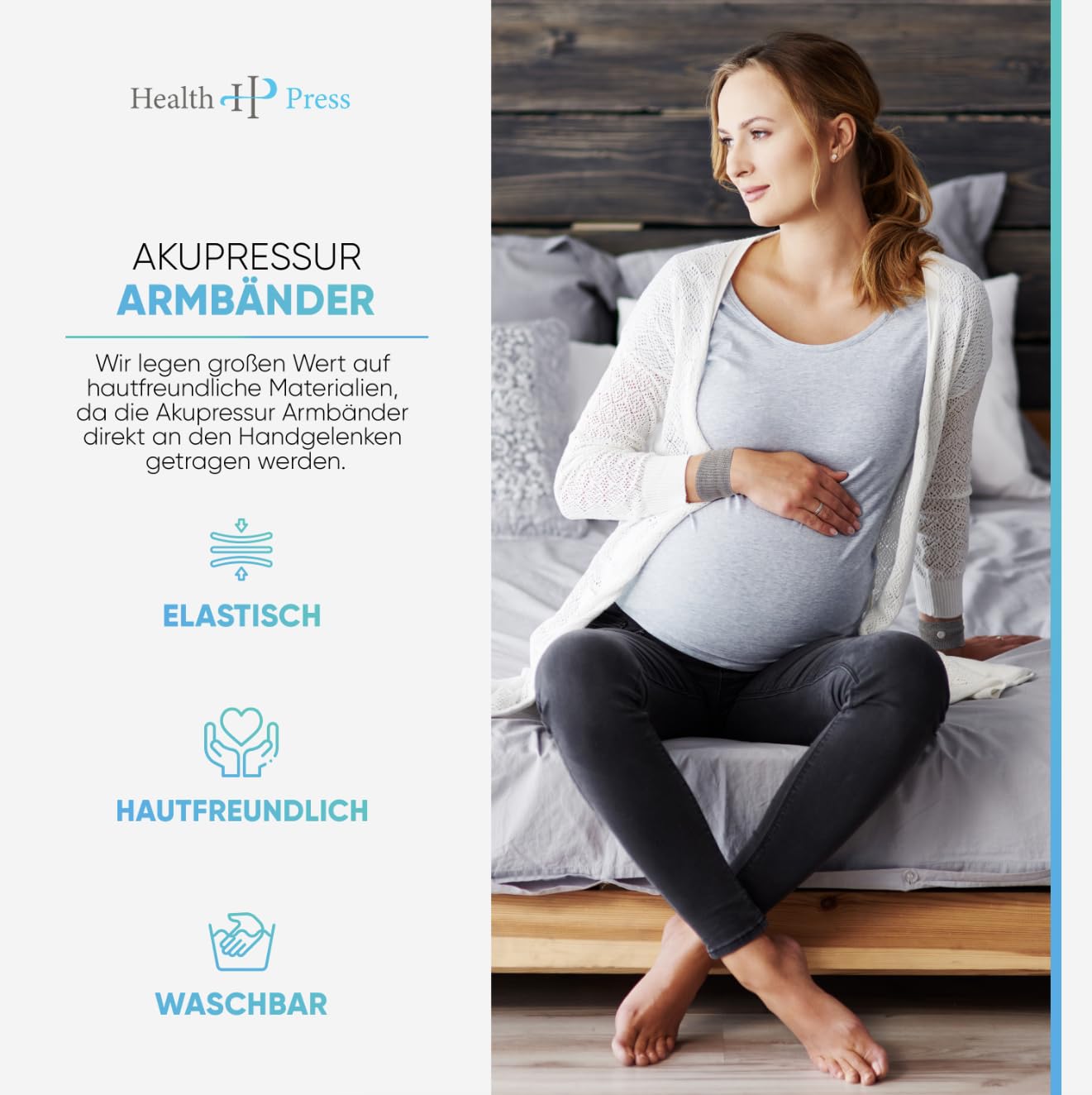 Health Press® acupressure wristband set: Two acupressure wristbands, Perfect for use on both wrists - Image 4