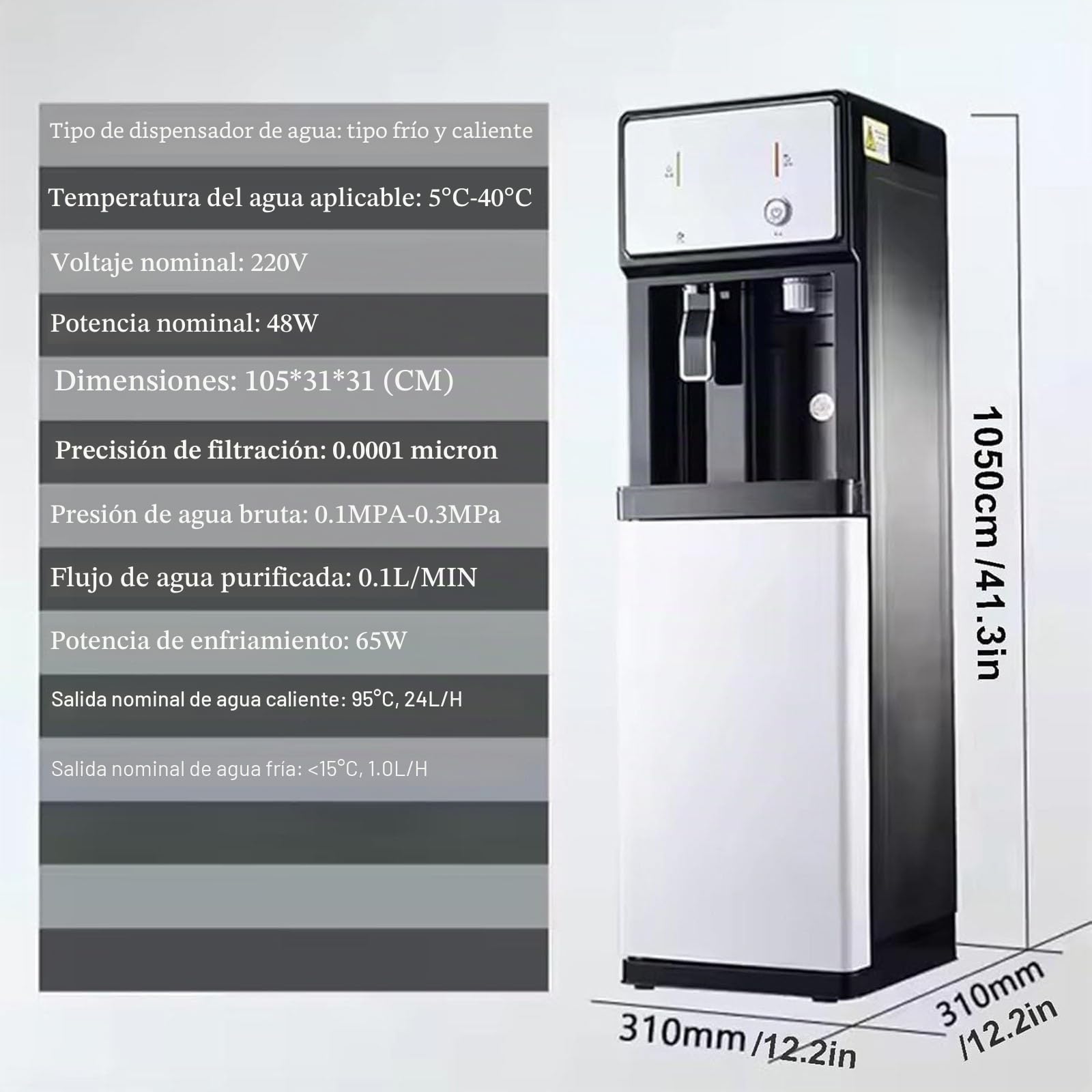 Enfriador De Agua Conexión A La Red Eléctrica,dispensador De Agua Fría Y Caliente,3 Ajustes De Temperatura,Fuente De Agua De Pie para El Hogar Café Té Bar Dormitorio