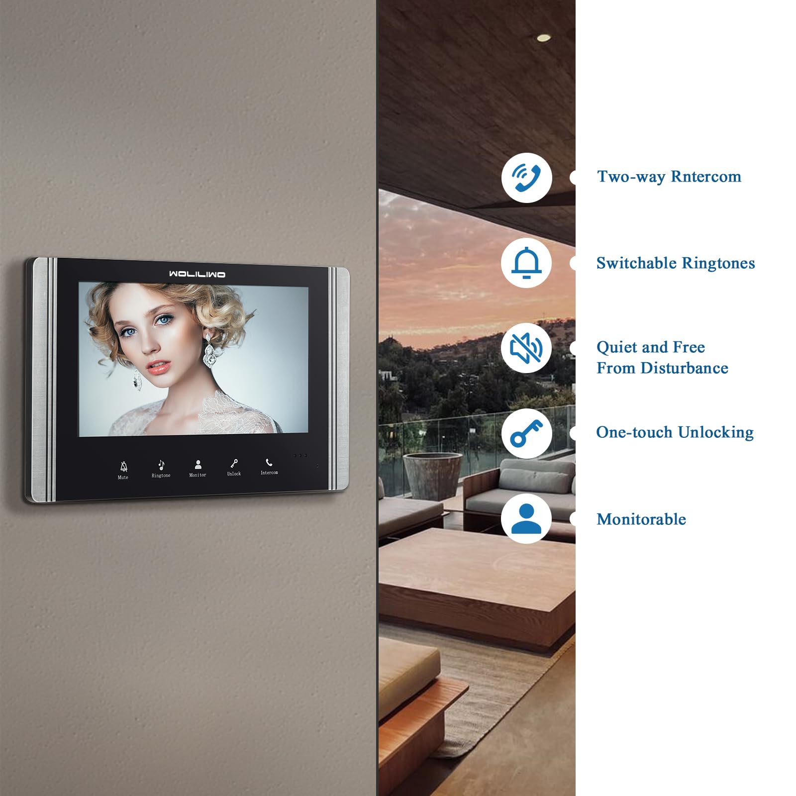 Video Türklingel mit Kamera,3-familienhaus Video Doorbell Intercom with 7-Inch Monitor,Sprechanlage mit türöffner,4 Wires,Night Vision, IR Sensor, 52 Ringtones