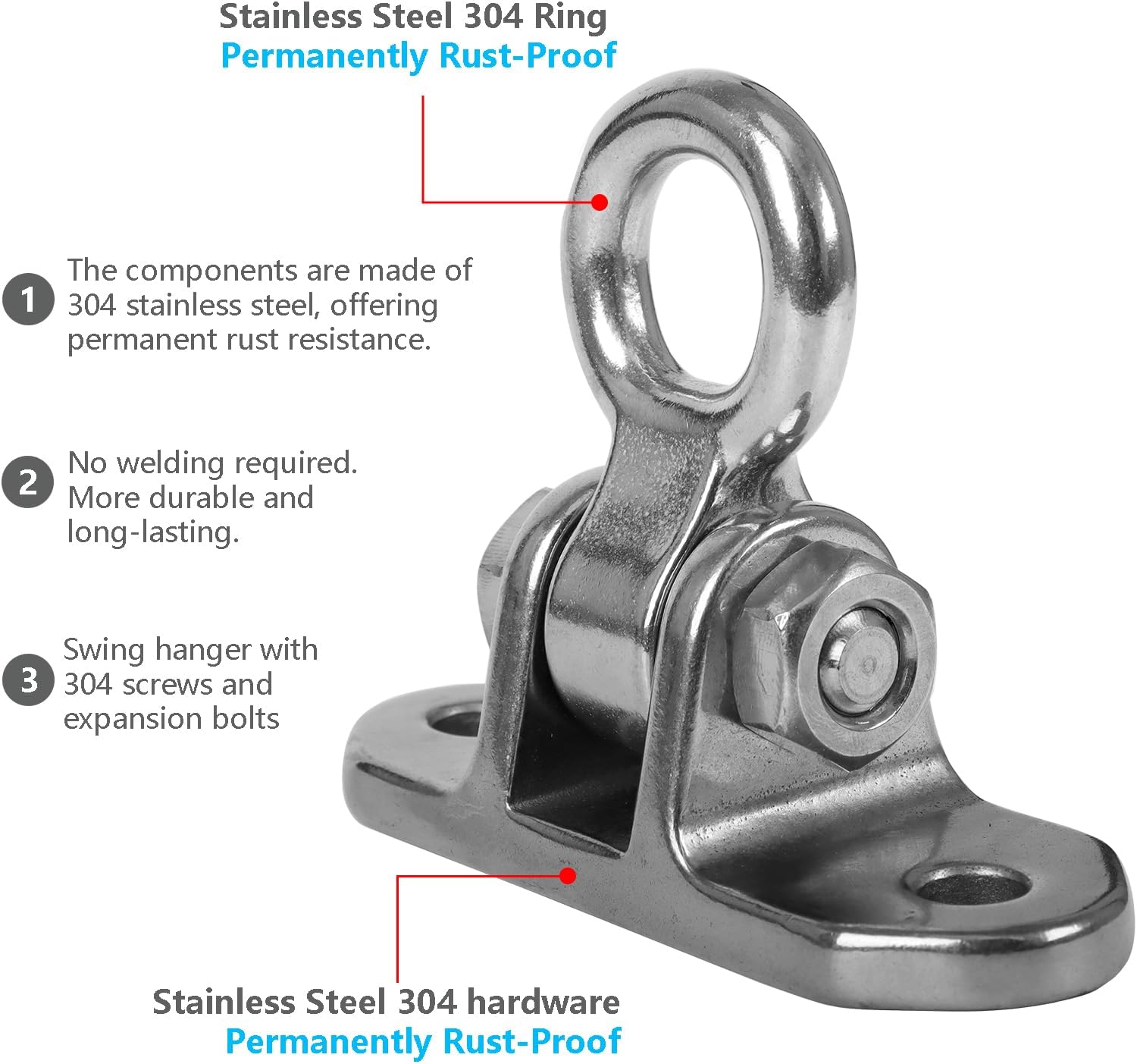 2 Swing Hangers Heavy Duty for 1000 LBS Capacity Hammock Hanger 180° Swing Stainless Steel Swing Hardware Accessories for Porch Playground Yoga Heavy Bag