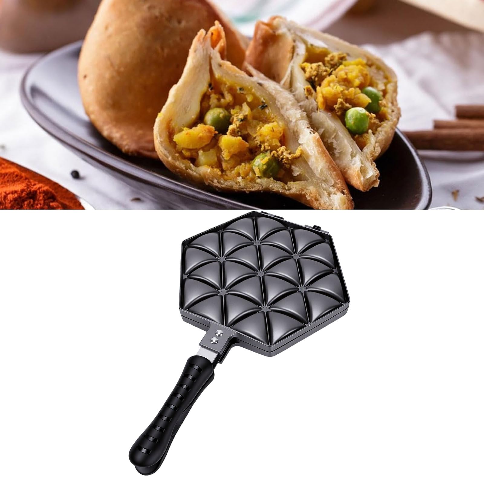 Asixxsix Sartén antiadherente de aluminio para samosas, 26 cm | varias a la vez, voltea fácilmente, calienta de manera rápida y uniforme, ideal para fiestas en casa, para pasteles