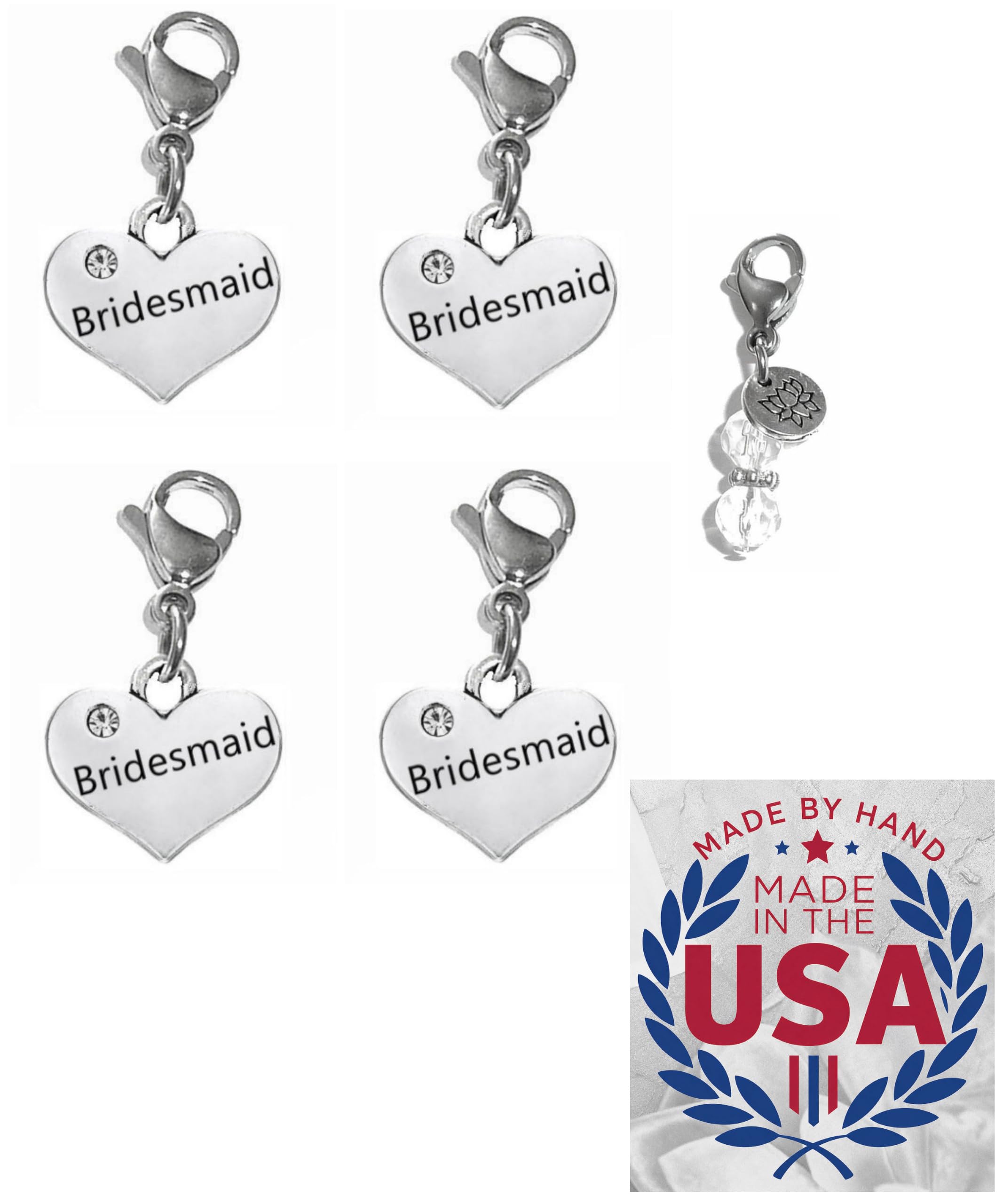 Hidden Hollow Beads 4 Clip On Charms for Purse, Handbag, Keychain, Zipper Pull, Backpack, Jewelry Accessory, USA