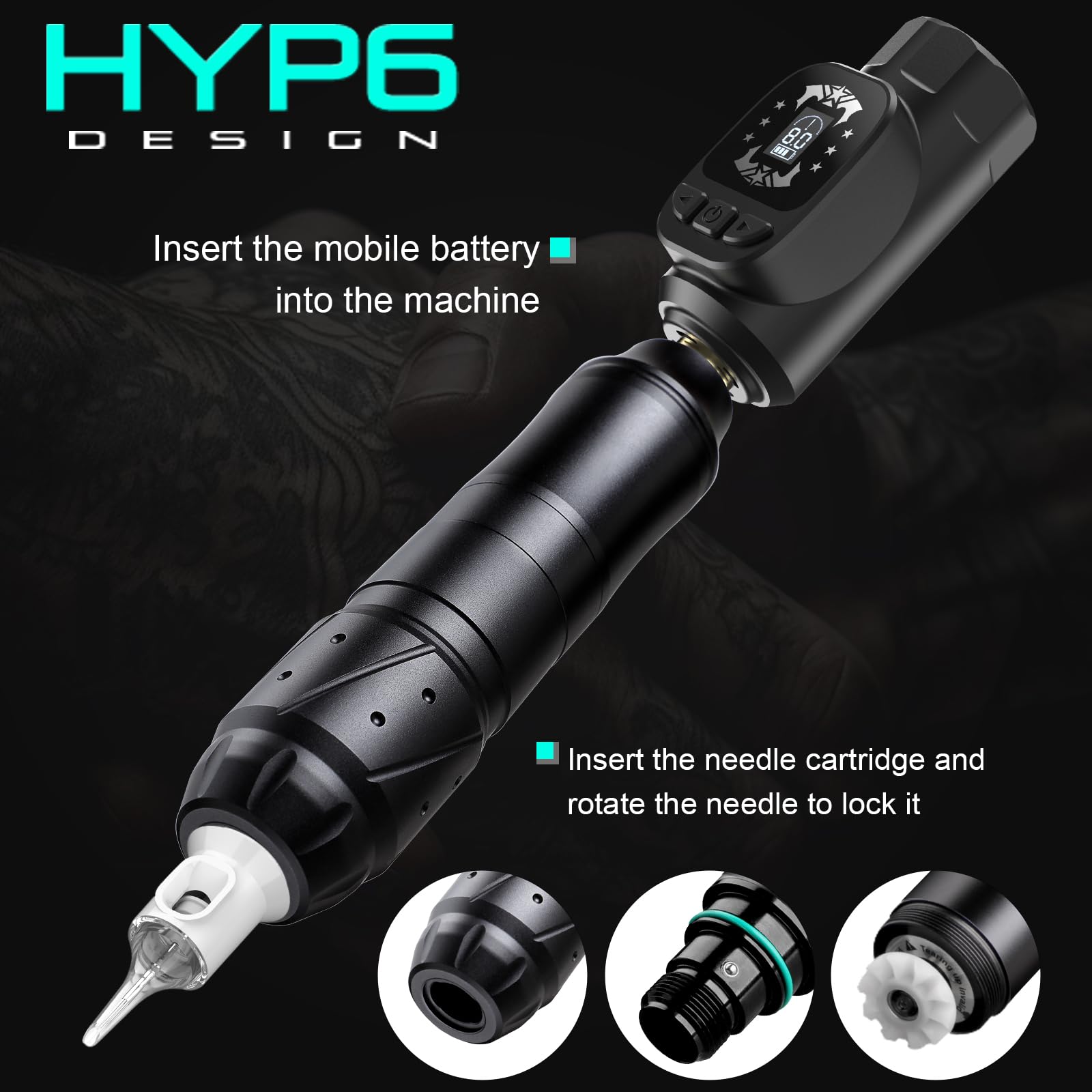 Hawink Tattoo Gun Kit Wireless Tattoo Machine kit with Power