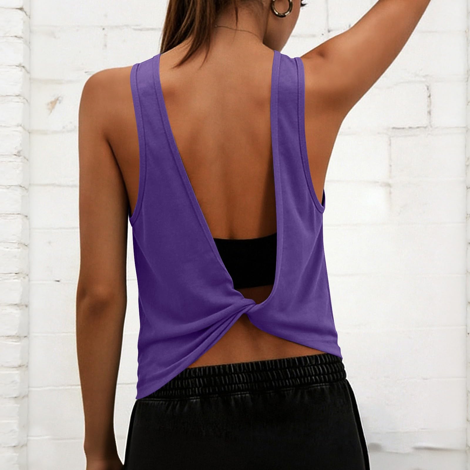 Tank Tops for Women Open Back Athletic Workout Yoga Top Sleeveless Backless Summer Slim Basic Cami Shirts 2026 - 3
