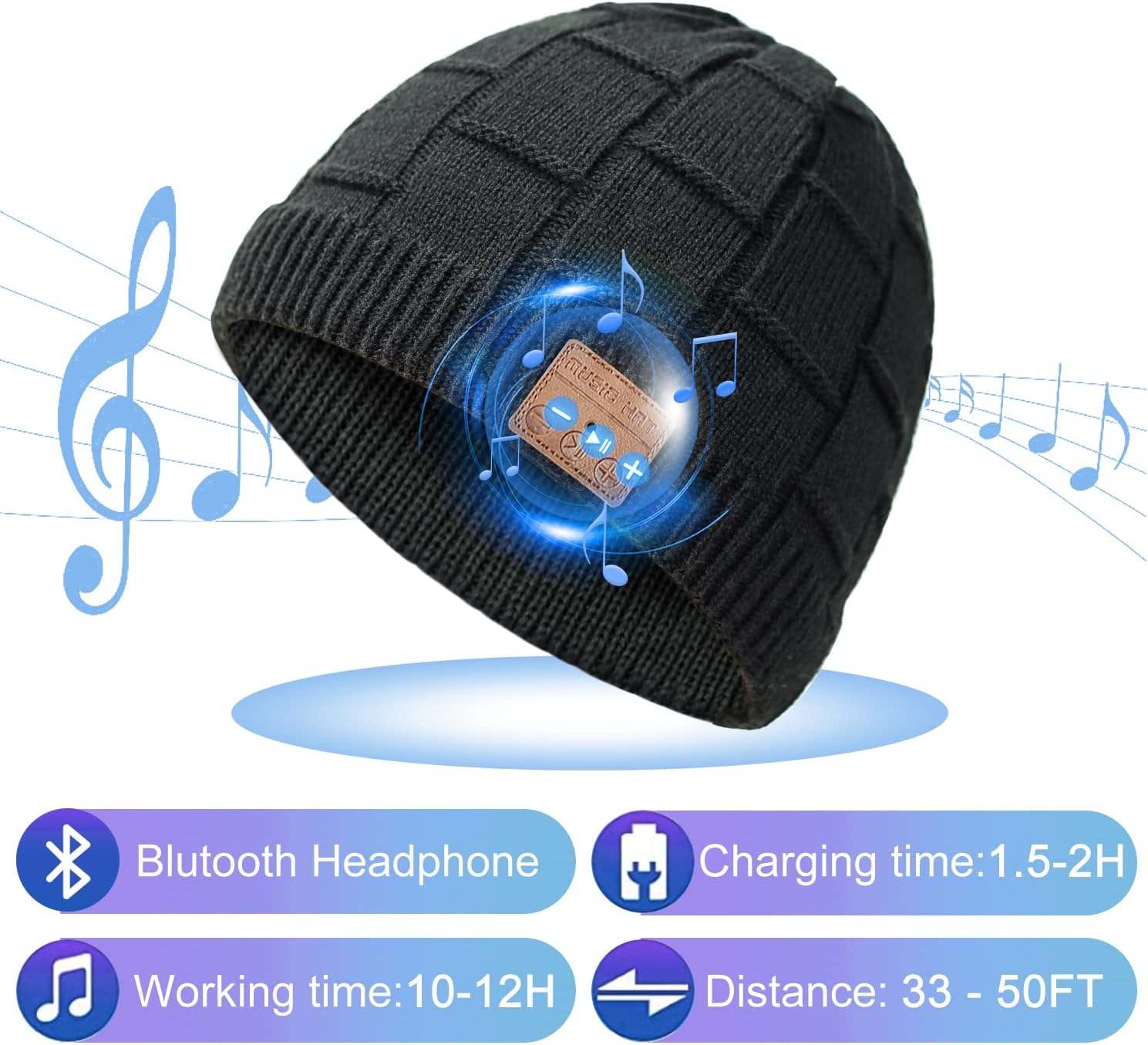 Cappello Bluetooth Donna Idee Regalo, Berretto Bluetooth Donna Regali Natale, Cappello con Cuffie Bluetooth Originali Bluetooth 5.2 Cuffie Stereo, Berretto con Cuffie Bluetooth Microfono Vivavoce - Immagine 2