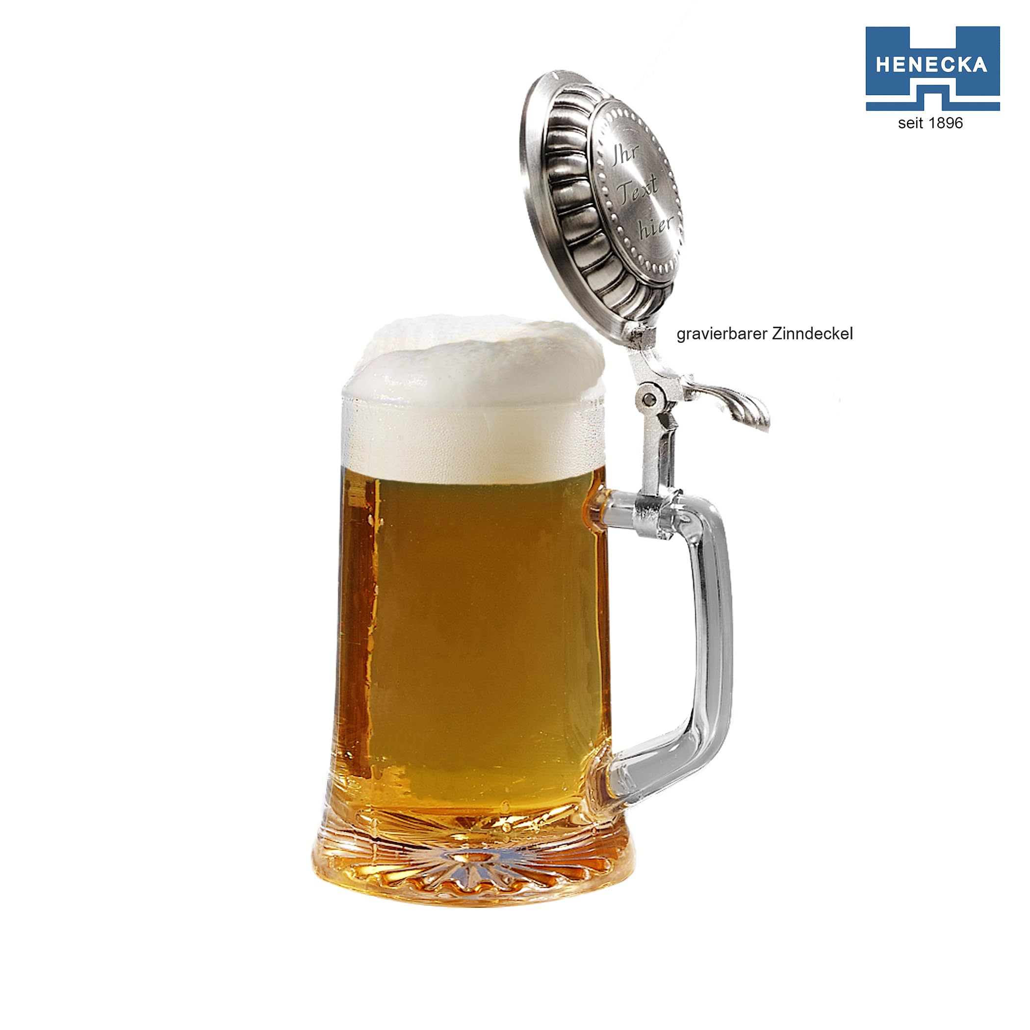 🔵Bierkrug • Bierglas • Bierseidel • Humpen • Krügel • Bierseidel • mit Zinndeckel • mit Wunschgravur • (einzelner Bierseidel)