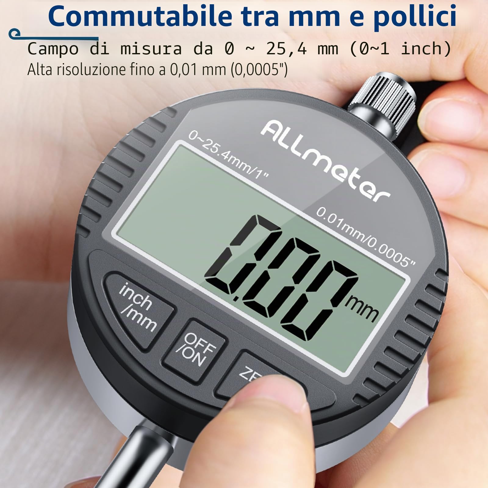 Comparatore Digitale 0.01mm/0.0005" per Sega da Banco con Barra in Alluminio CNC, Calibro di Allineamento Lama e Guida, Misuratore Precisione con Base Regolabile 13-18cm - Nero