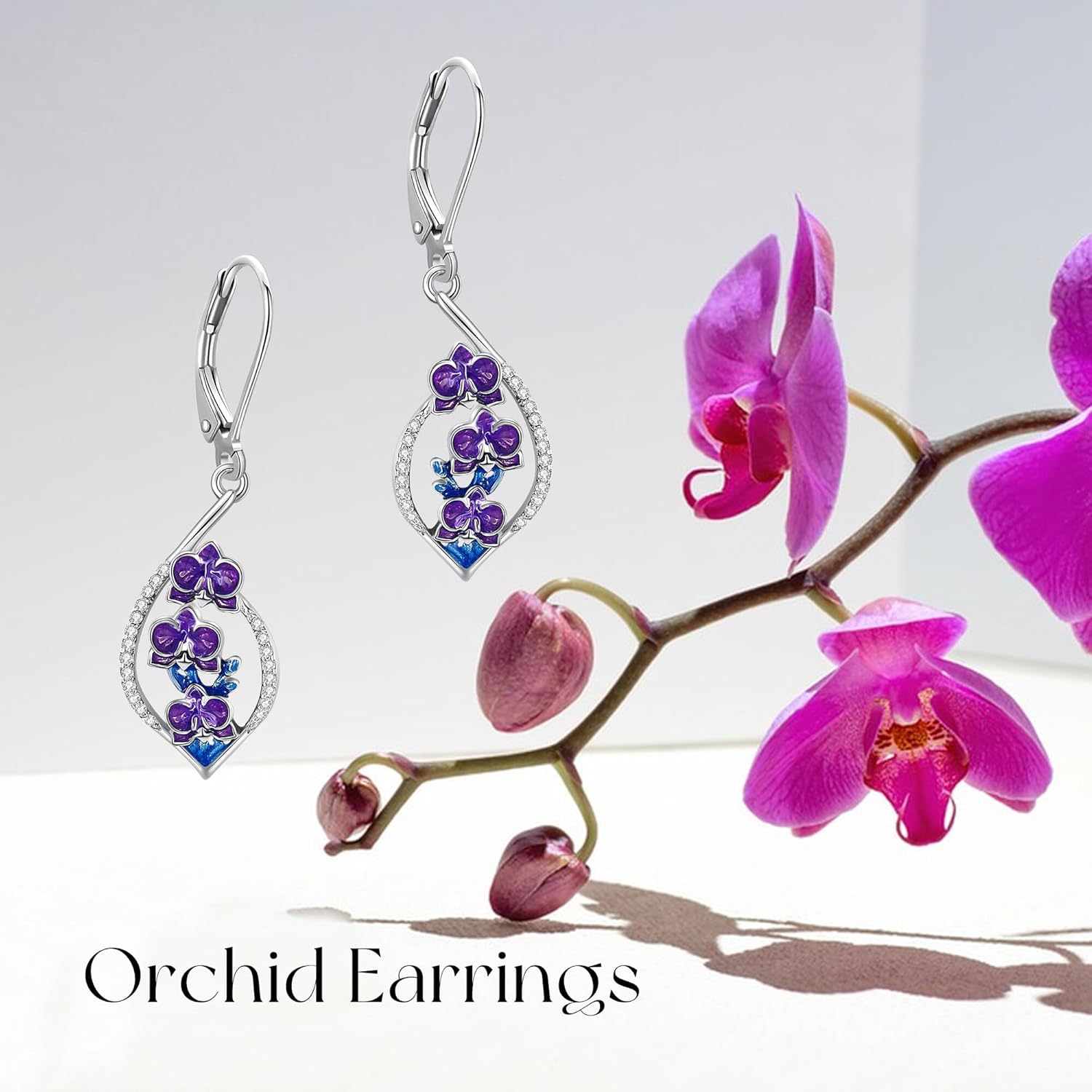 Rose/Cherry Blossoms/Lily of the Valley/Hibiscus/Rose/Sunflower/Monstera/Tulip/Orchid Earrings S925 Sterling Silver Flower Dangle Earrings Jewelry for Women - Image 5