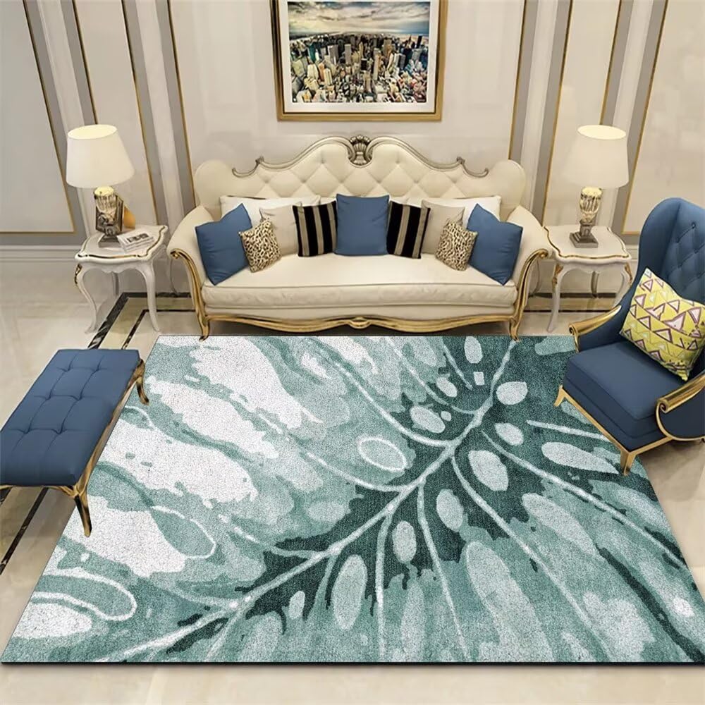 Tapis à motif de feuilles vertes de 50x150cm pour chambre et bureau