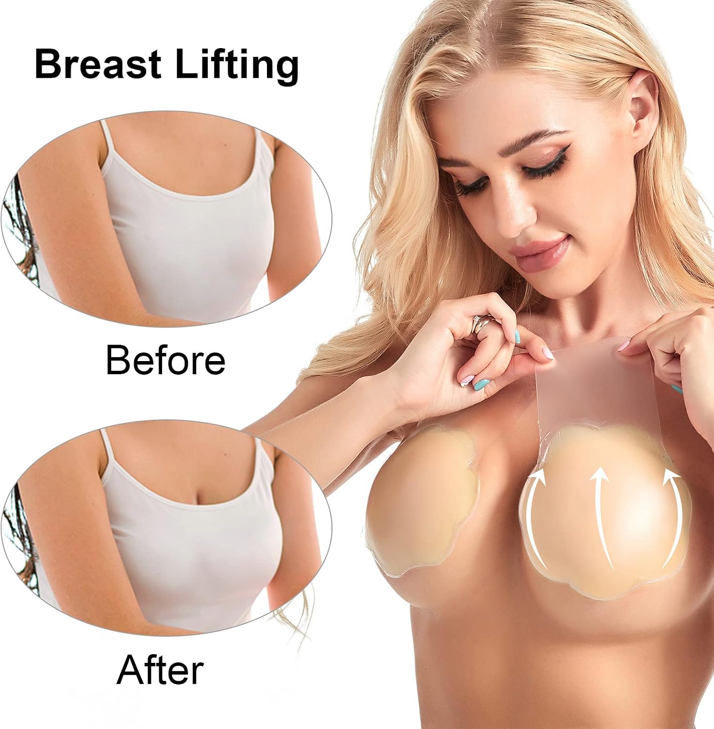 Shintrend Breast Lift Pasties Nipple Cover: 5.1inch Silicone Strapless Sticky Bra for Women Reusable