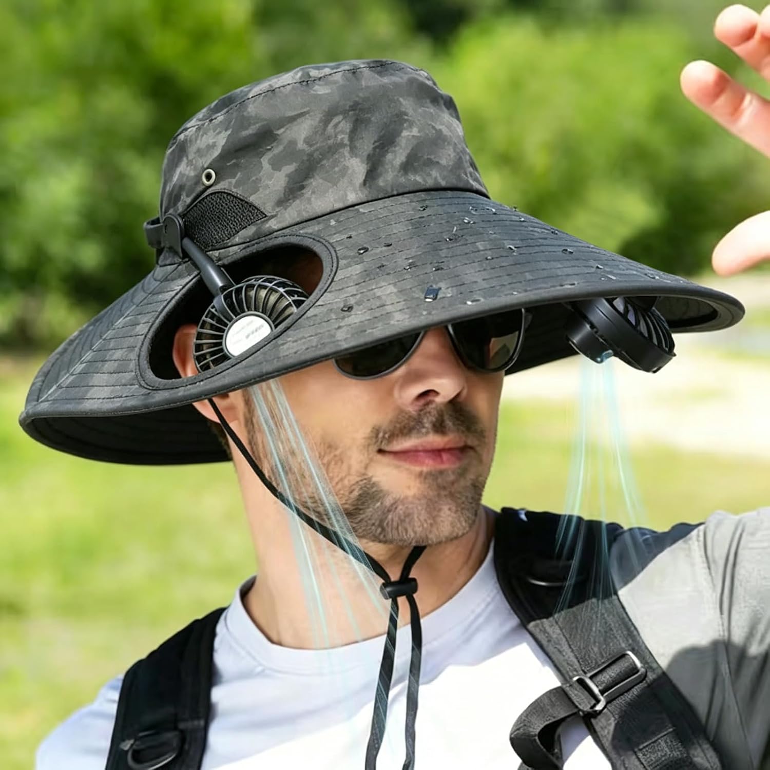 Multipurpose Sun Protective Hat with USB Rechargeable Design Detachable Fan Fisherman Hat for Adult Unsiex Travel Wear Fan