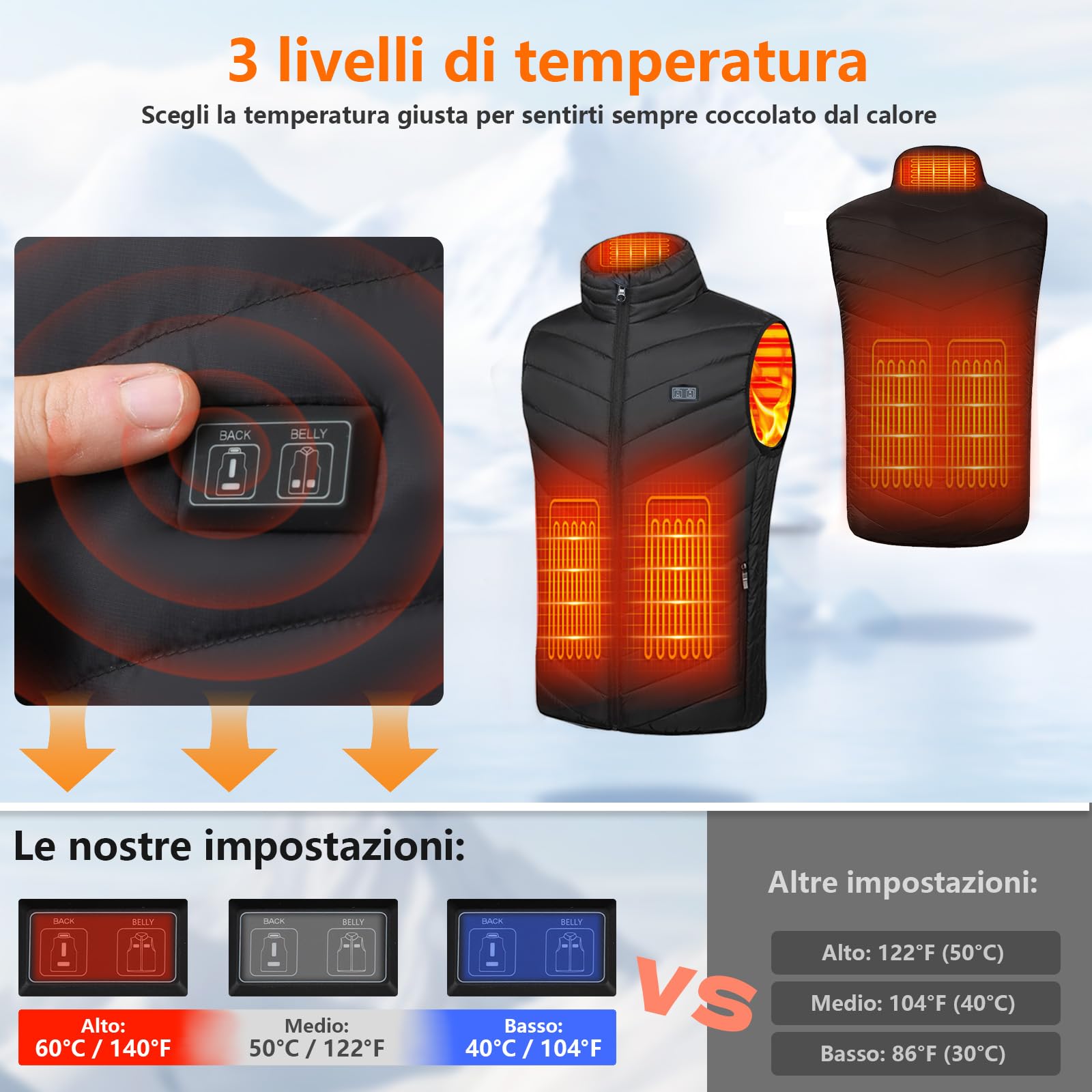 Gilet Riscaldabile per Uomo e Donna, Gilet Riscaldato USB con Batteria da 5 V 10000 mAh, Giacca Calda Invernale per Escursionismo, Caccia, Moto (IT, Testo, S, Regular, Regular, Nero)