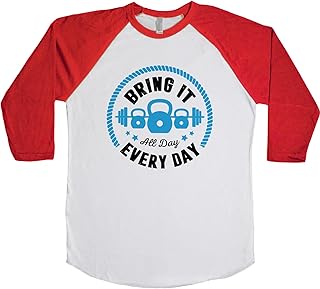 Shirtgoals Bring It All Day, Every Day Unisex Baseball Long Sleeve Tee White-Red X-Small