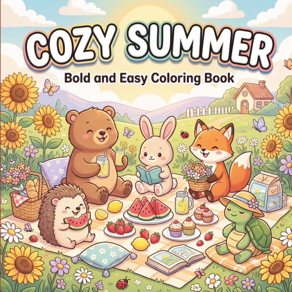 Cozy Summer Bold and Easy Coloring Book