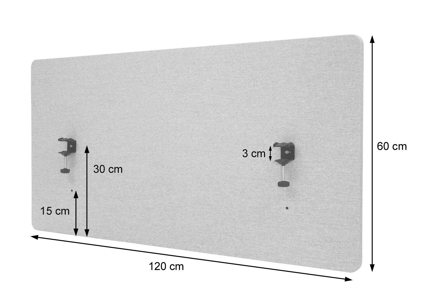 Mendler HWC-G75 - Mampara acústico de mesa (60 x 120 cm), color marrón y gris | Panel de anuncios de escritorio para oficina, doble pared