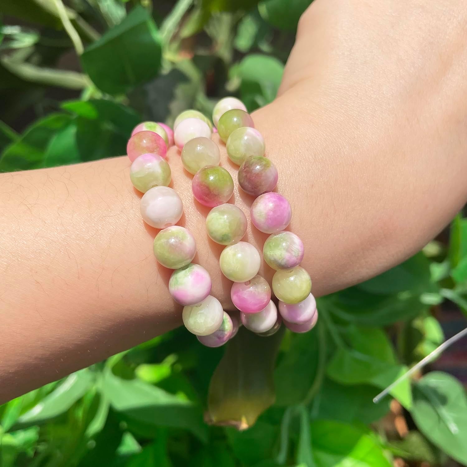 Yochus 50pcs 8mm Pink &Green Persian Jade Energy Healing Round Bulk Gemstone Beads for Jewelry Making Bracelet Necklace Earring DIY - Image 5