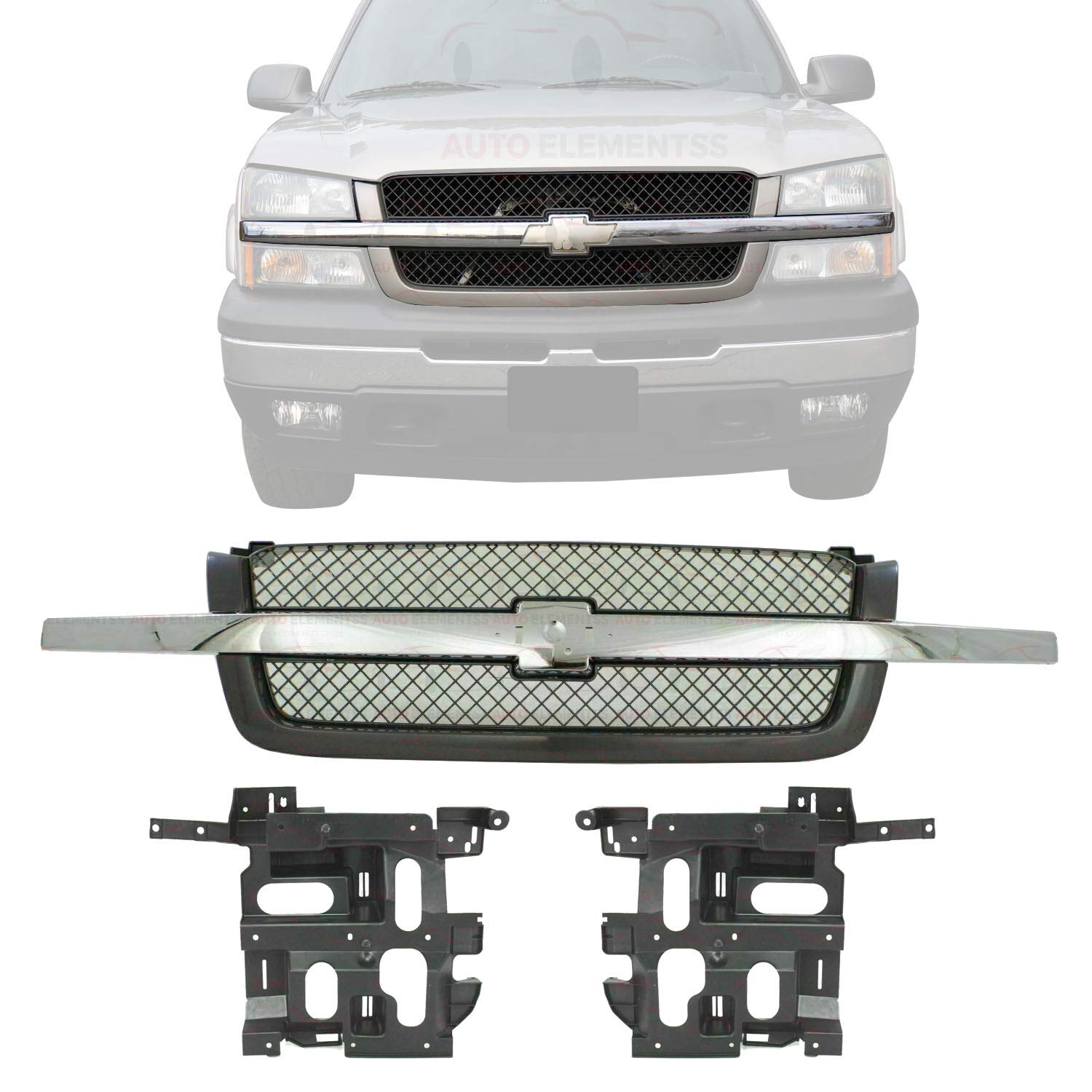 Buy New Front Grill Mesh Primed with Chrome Center Bar + Headlight