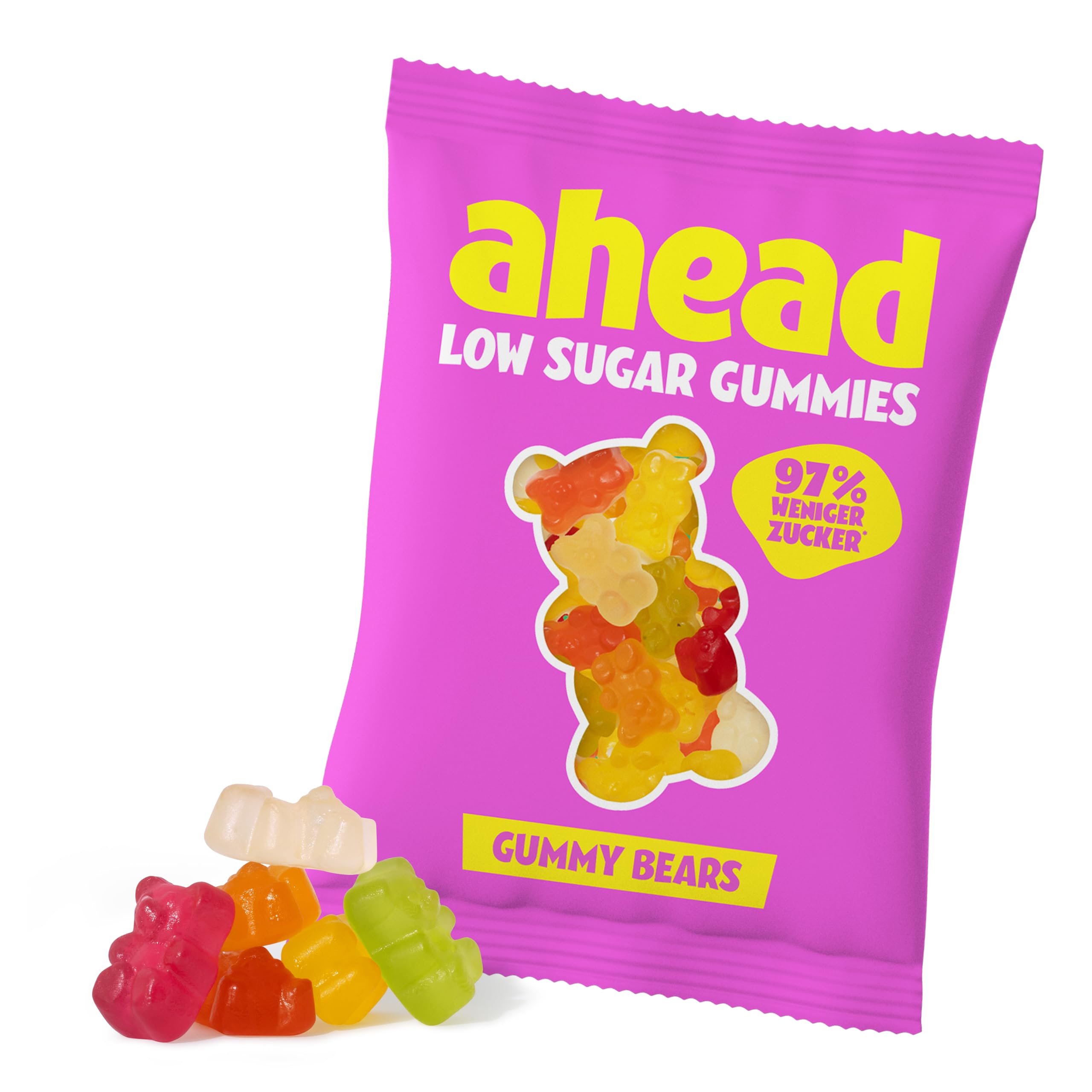 ahead Gummibärchen | Fruchtgummi Mix 18 × 50g | Gummibärchen ohne Zuckerzusatz | Nur 1g Zucker & 79 kcal pro 50 g