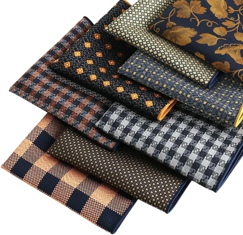 Men's Polyester Silk Plaid Suit Pocket Square Retro Gentleman Dress Small Chest Scarf