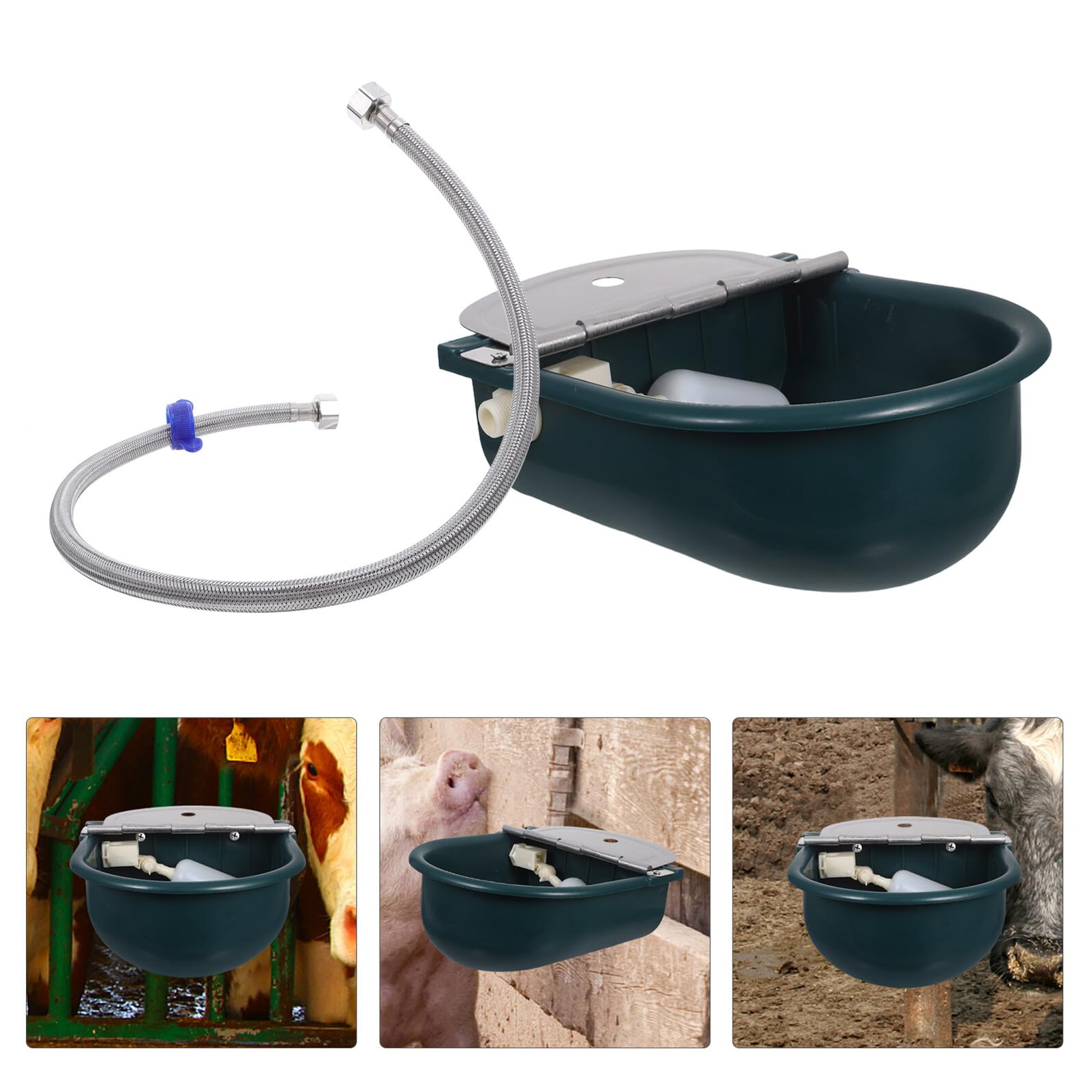 Automatische Pferdetränke aus Widerstandsfähigem Kunststoff mit Edelstahl Schlauch und Wassersparfunktion Passend für Stall Weide und Landwirtschaftliche Nutzung