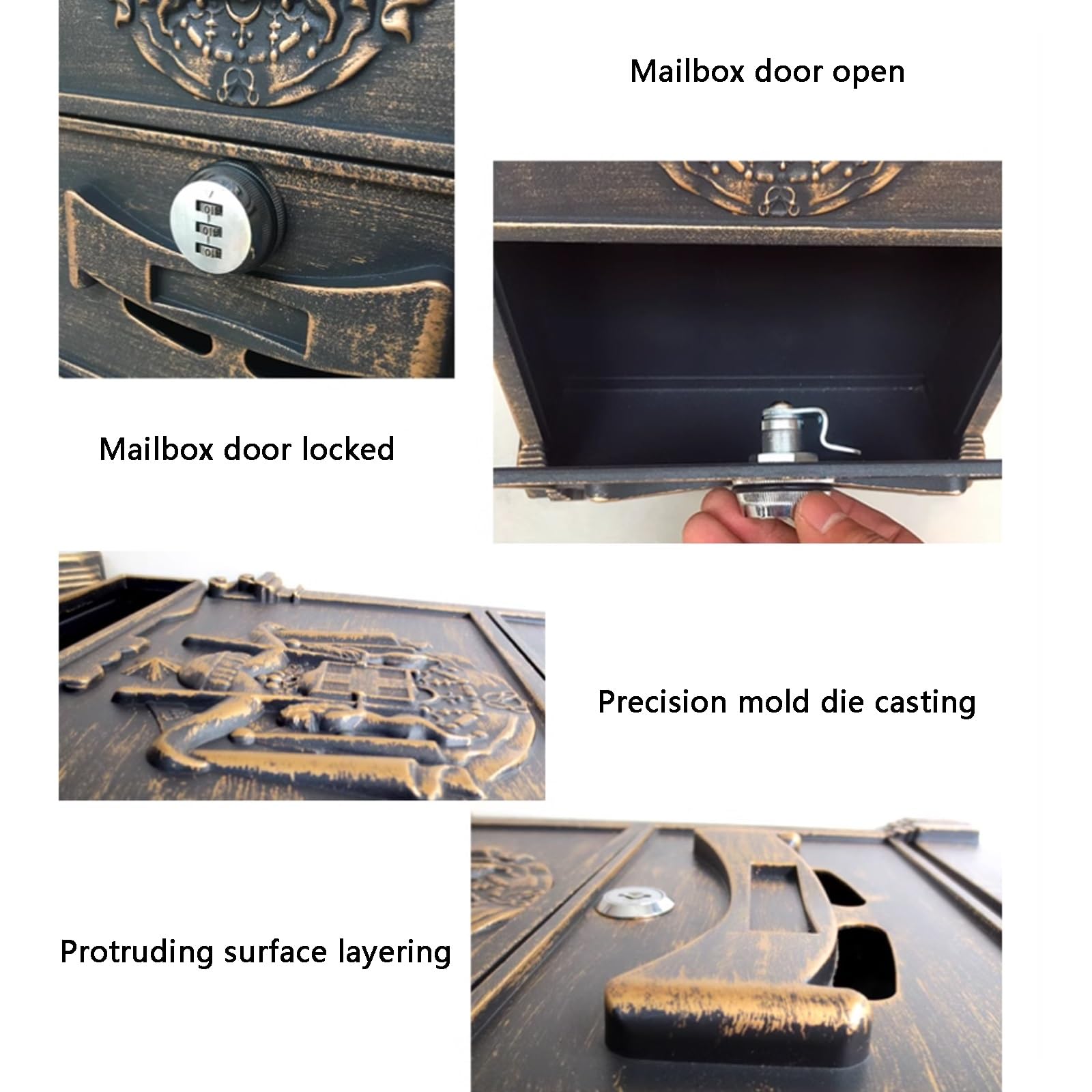 Cassetta postale creativa con blocco password in alluminio(Bronze)