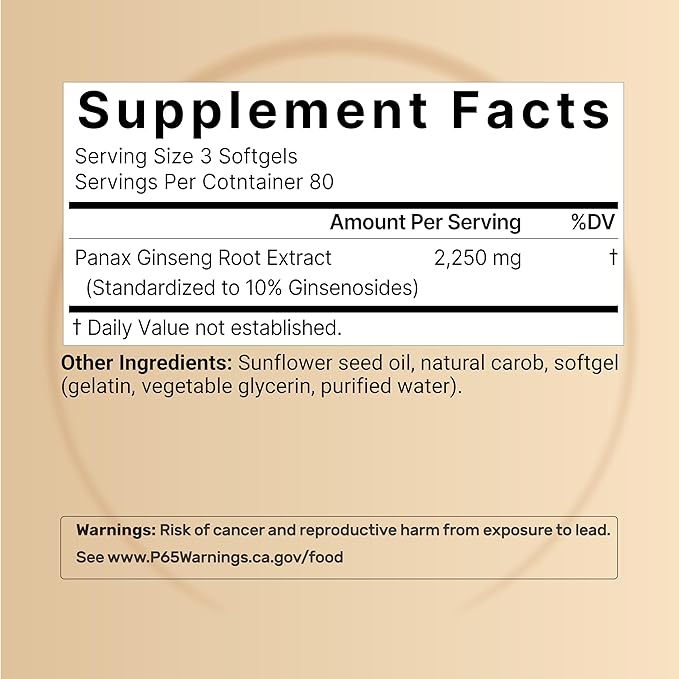 NatureBell Korean Red Ginseng 2,250mg Per Serving, 240 Softgels | Panax Ginseng Root, Standardized to 10% Ginsenosides, Non-GMO, Support Energy, Male Performance, & Immune System