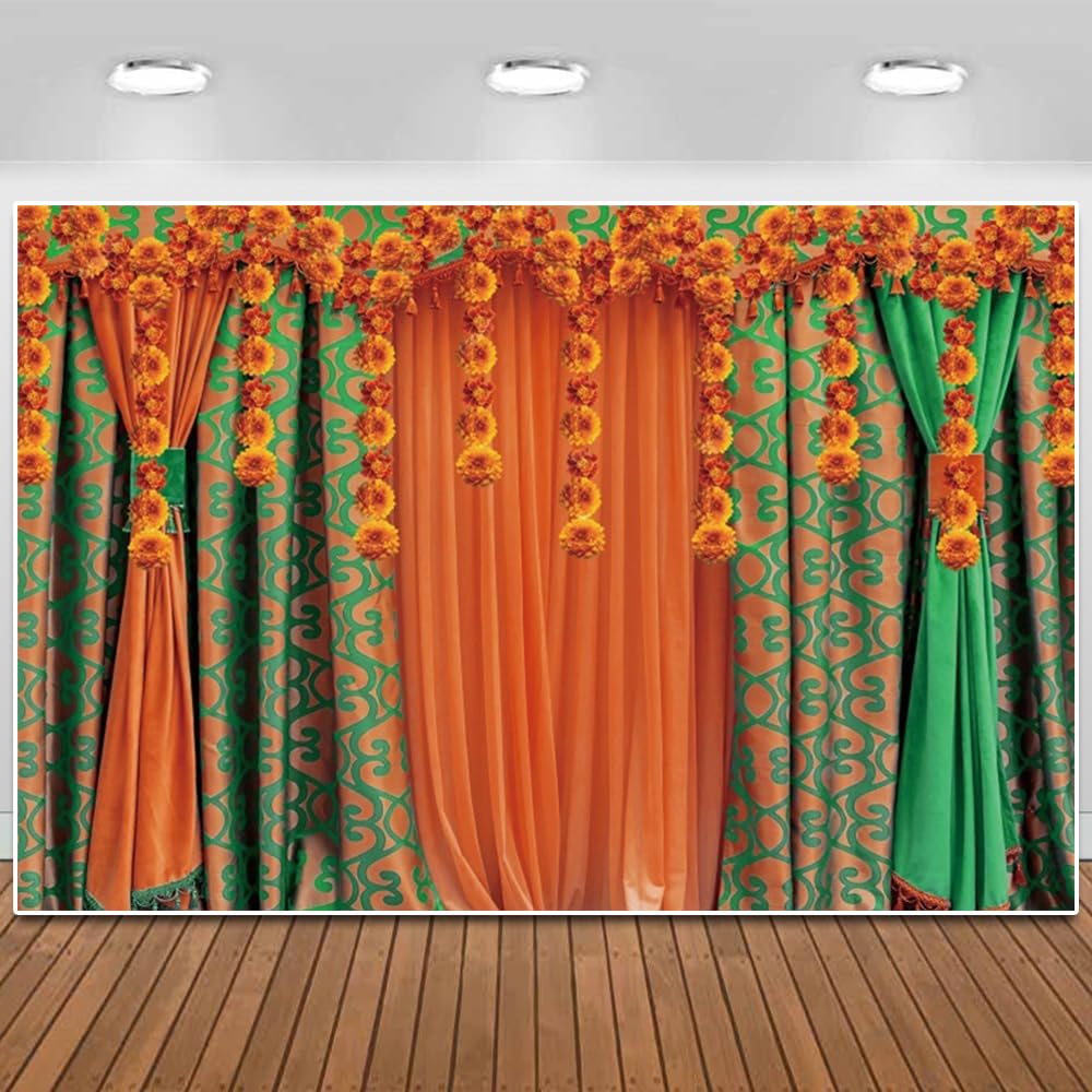 ChloropLastid India Pooja Backdrops Indian Wedding Photography Background Traditional Puja Ganpati Mehndi Festival Decor for Bridal Shower Wedding Background Photo Booth Props 10x8FT