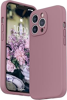 SURPHY iPhone 13 Pro Case, Silicone, 6.1-Inch (2021), iPhone 13 Pro Silicone Case (Lens Full Surface), Shockproof, Ultra Lightweight, Anti-Fingerprint, Full Protection, Soft Cover, Pink Purple