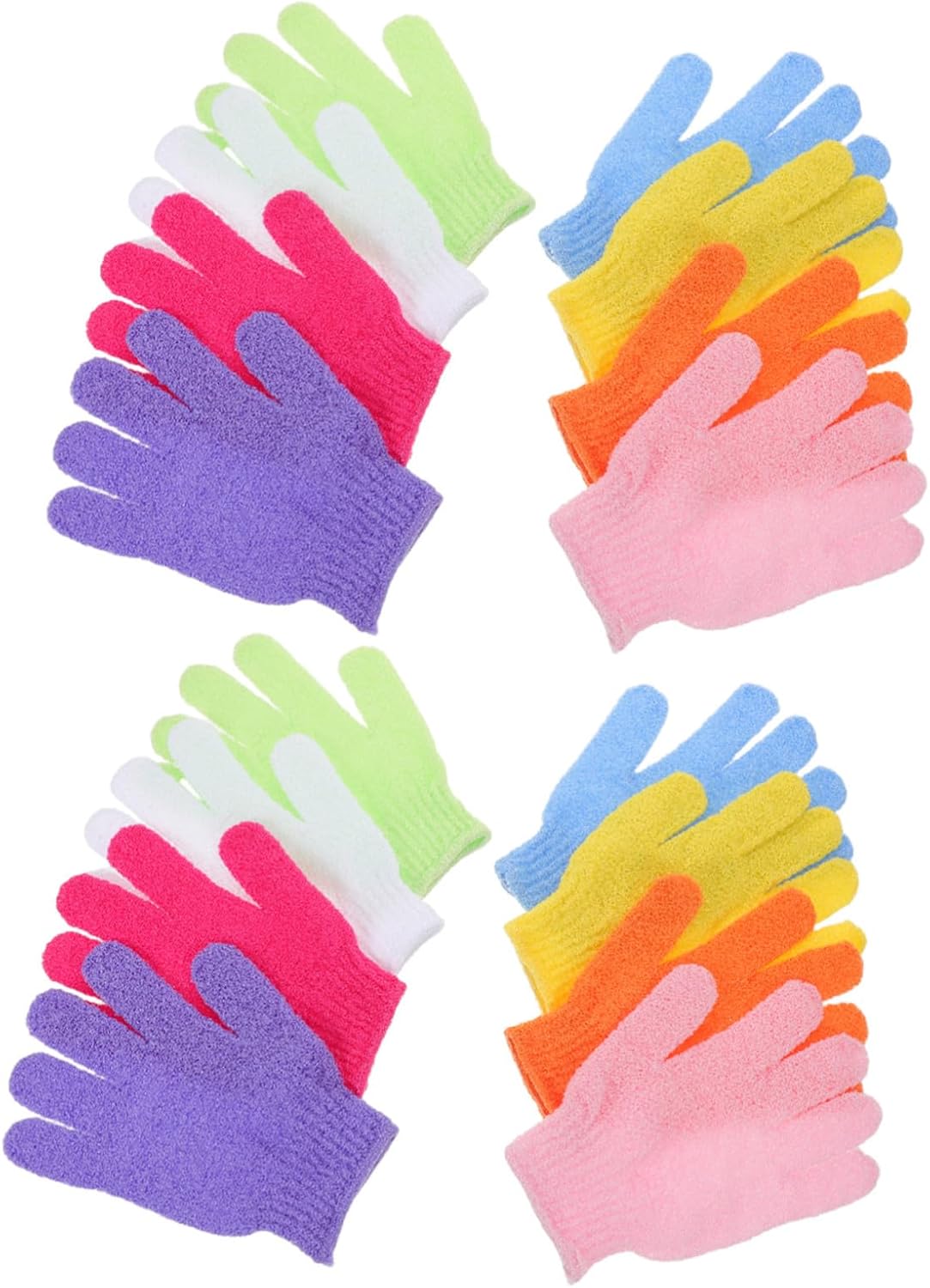 ABOOFAN Exfoliating Shower Gloves Comfortable Bath and Body Wash Glove for Men and Women 8 Pair Polyester Body Scrub Mitts with Full Coverage Cleaning and Skin Friendly Material