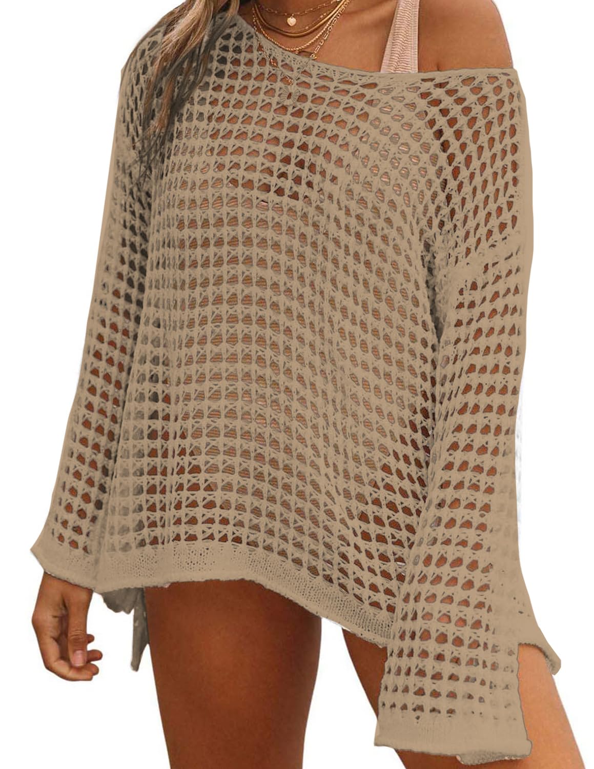 JENJON Mujer Vestido de Playa Mini Cutout Crochet Pareos Dress Boho Bikini Cover Up