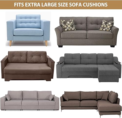 Miniatura 6 de Fundas de cojín para sofá, fundas de cojín elásticas de gran tamaño para sofá de 3 cojines, funda de cojín extra grande con 3 fundas separadas para
