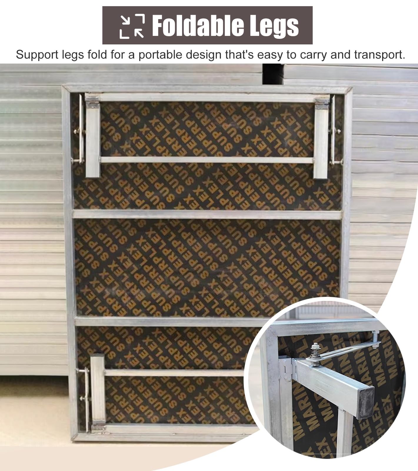 ZIMGOD Palco Modulare Pedana per Palco Rettangolare Modulare, Pedana per Palco 128 x 100 cm con Gambe Pieghevoli, Pannello Composito e Scala in Metallo per Canto Corale(Height 20cm (7 7/8in))