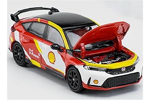 Pop Race 1/64 Diecast Civic Type R FL5 Red and White with Graphics