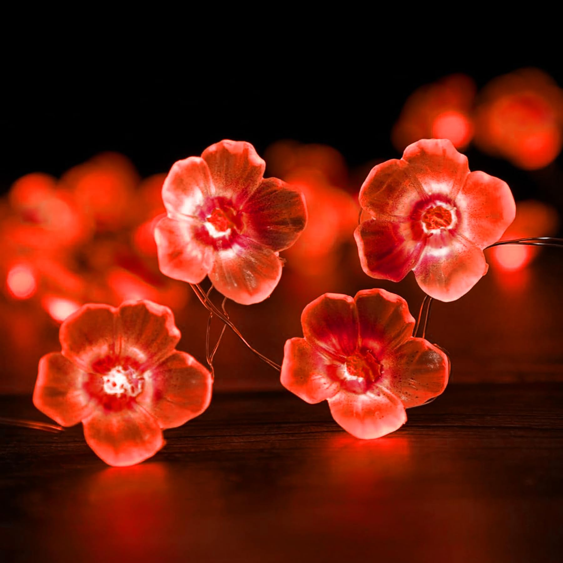 Cherry Blossom Fairy Lights, 5 m 50 LED Sakura Fairy Lights, Battery Operated, Spring Decoration for Indoor and Outdoor Use, Flower Fairy Lights Decoration for Children's Room, Garden, Balcony — image 1