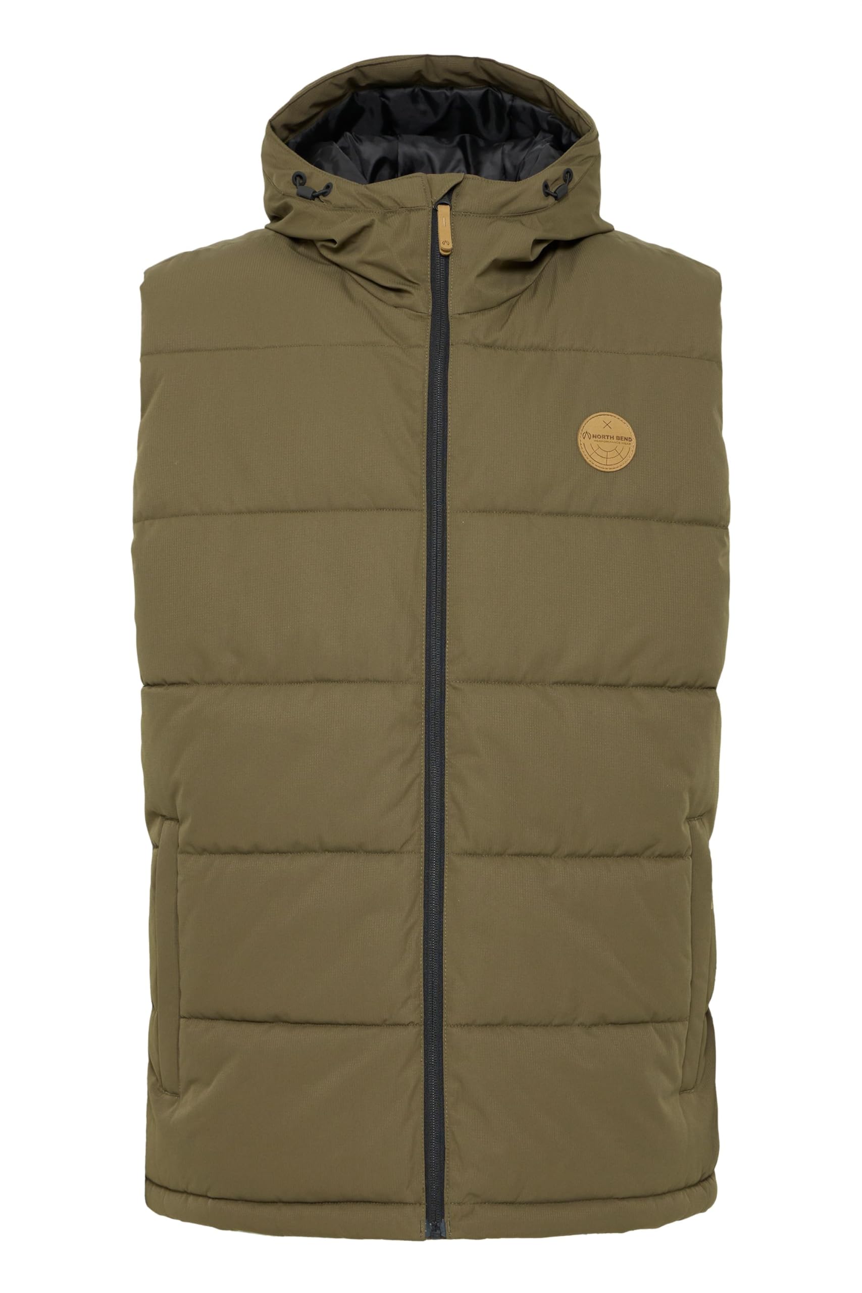 NORTH BEND NBElias Herren Weste Steppweste Outdoor-Weste wärmend atmungsaktiv winddicht wasserabweisend Kapuze Kinnschutz Tunnelzug Reißverschlusstaschen