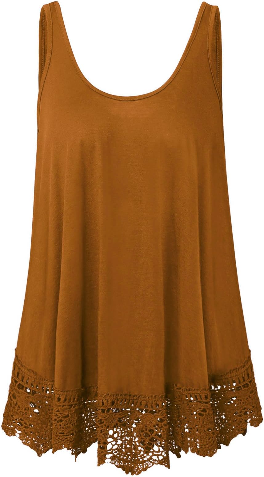 XiaoMaAnJiPlus Size Swing Lace Flowy Tank Top for Women