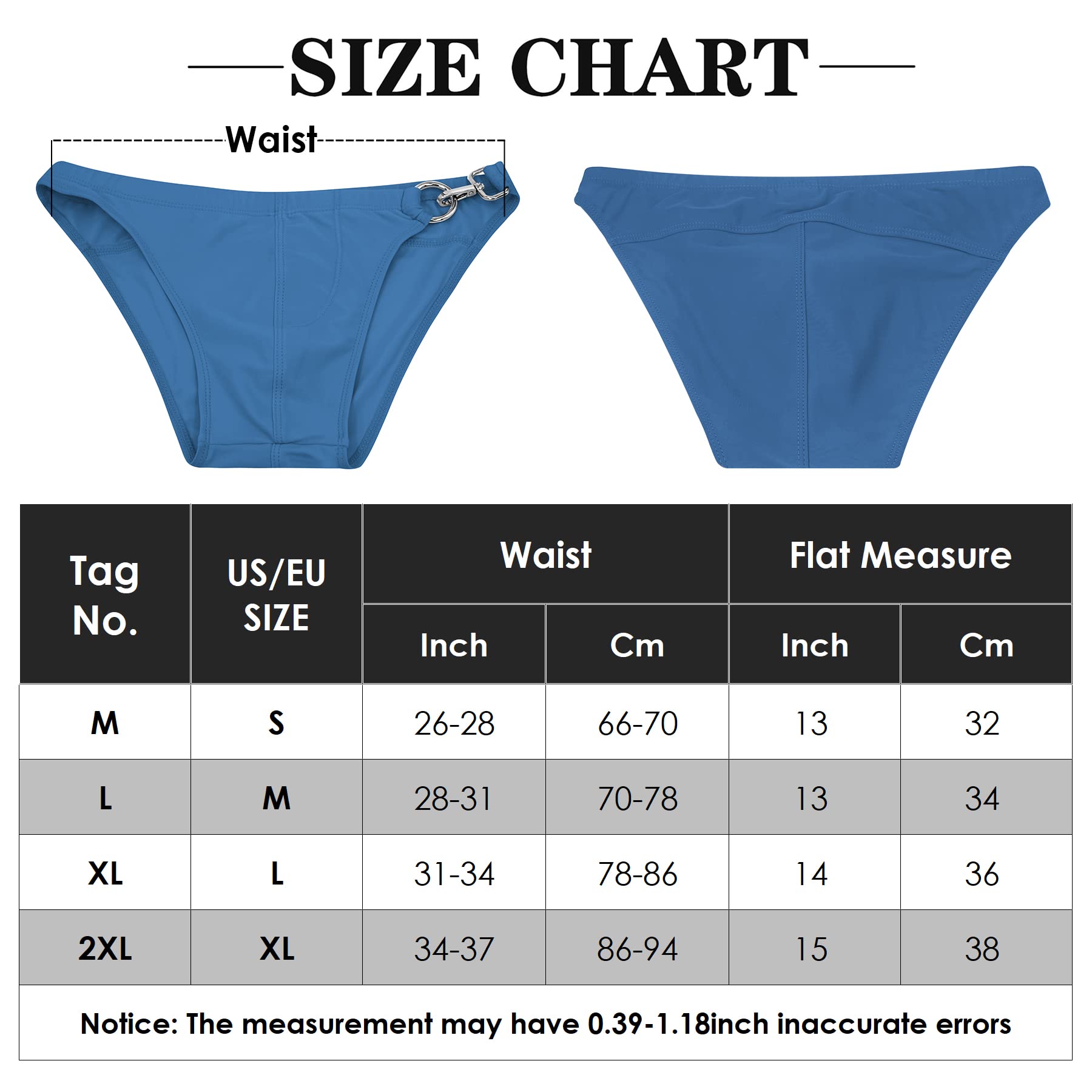 Men’s Surf Swim Bikini Solid Swimwear Briefs Lightweight Soft Athletic Swimsuit Briefs Quick Dry Training Bathing Suit Hook and Ring US Size S