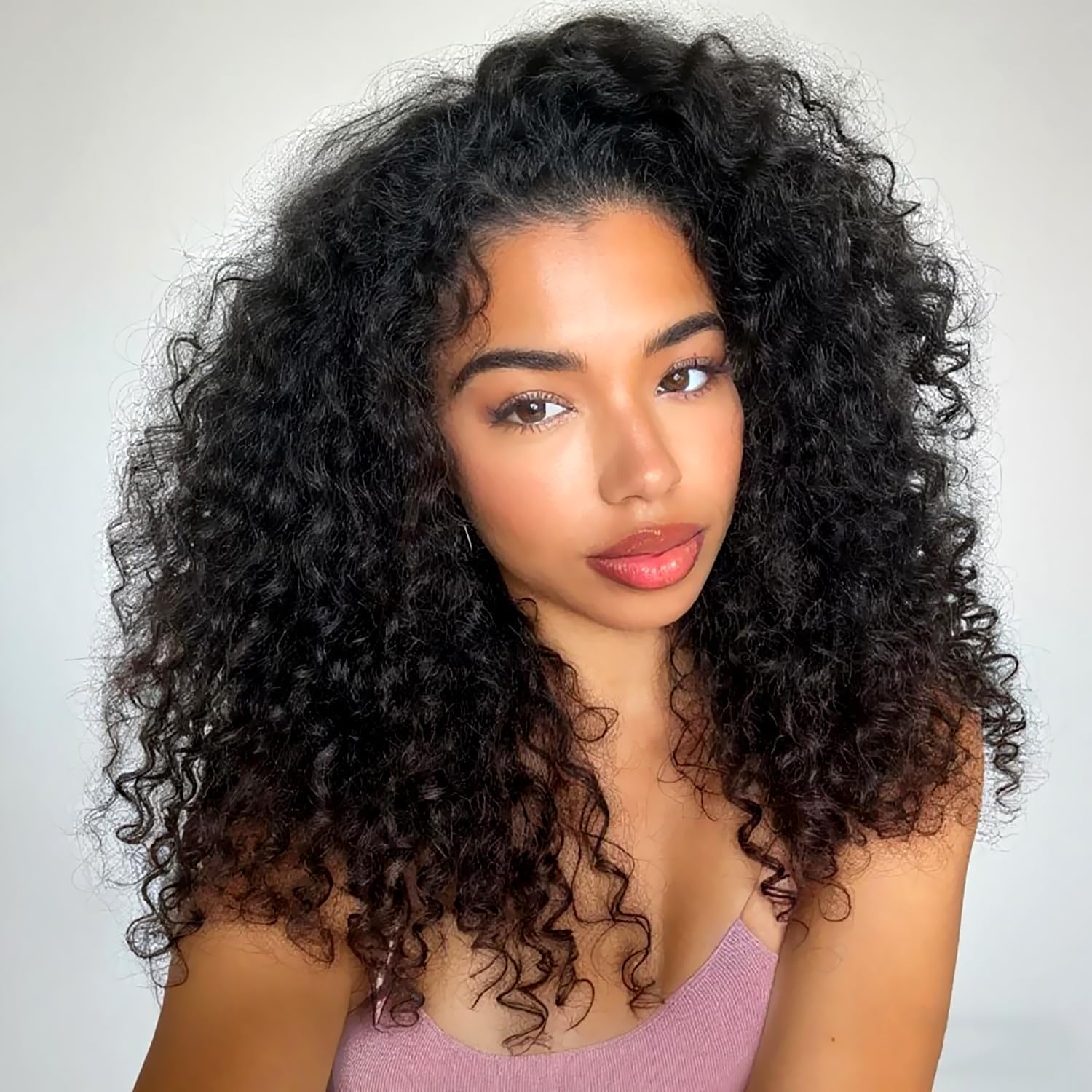 XSY Half Wig Human Hair Deep Wave 16 Inch Curly Wigs for Women 180% Density