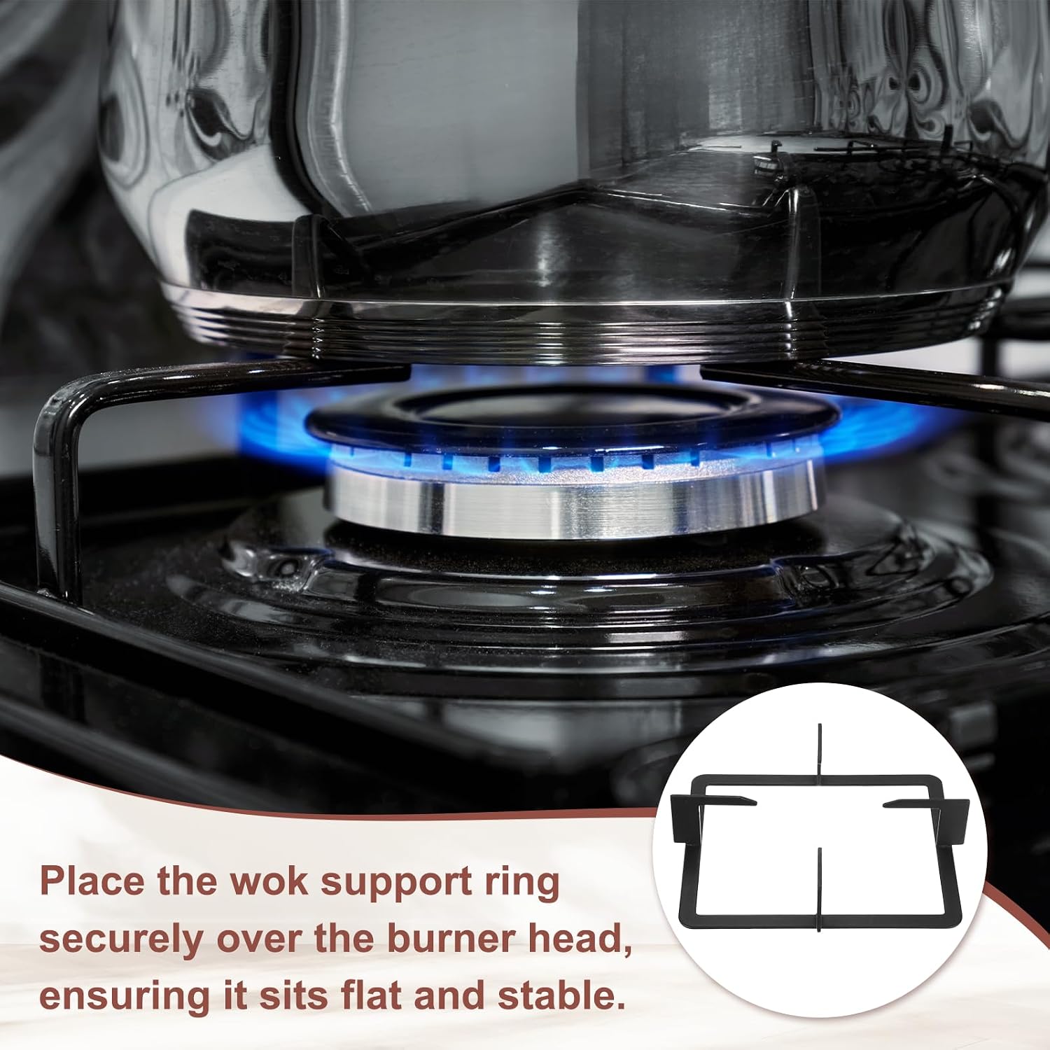 PATIKIL Wok Ring for Gas Stove, 8.4 x 6.5 Inch Cast Iron Gas Stove Rack Wok Support Ring Rectangular Stand Brackets Replacement Accessories for Home Kitchen Burner, Black