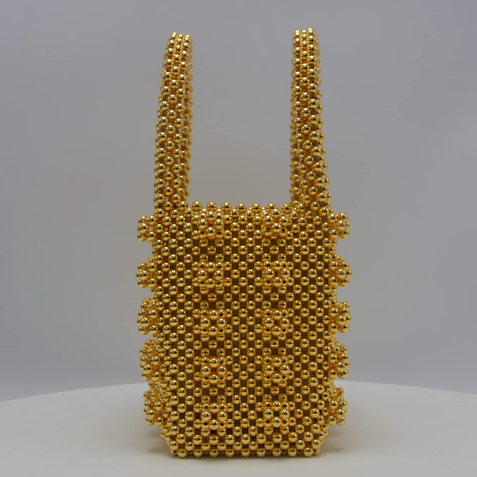 Miuco Womens Beaded Handbags Handmade Weave Crystal Pearl Tote Bags