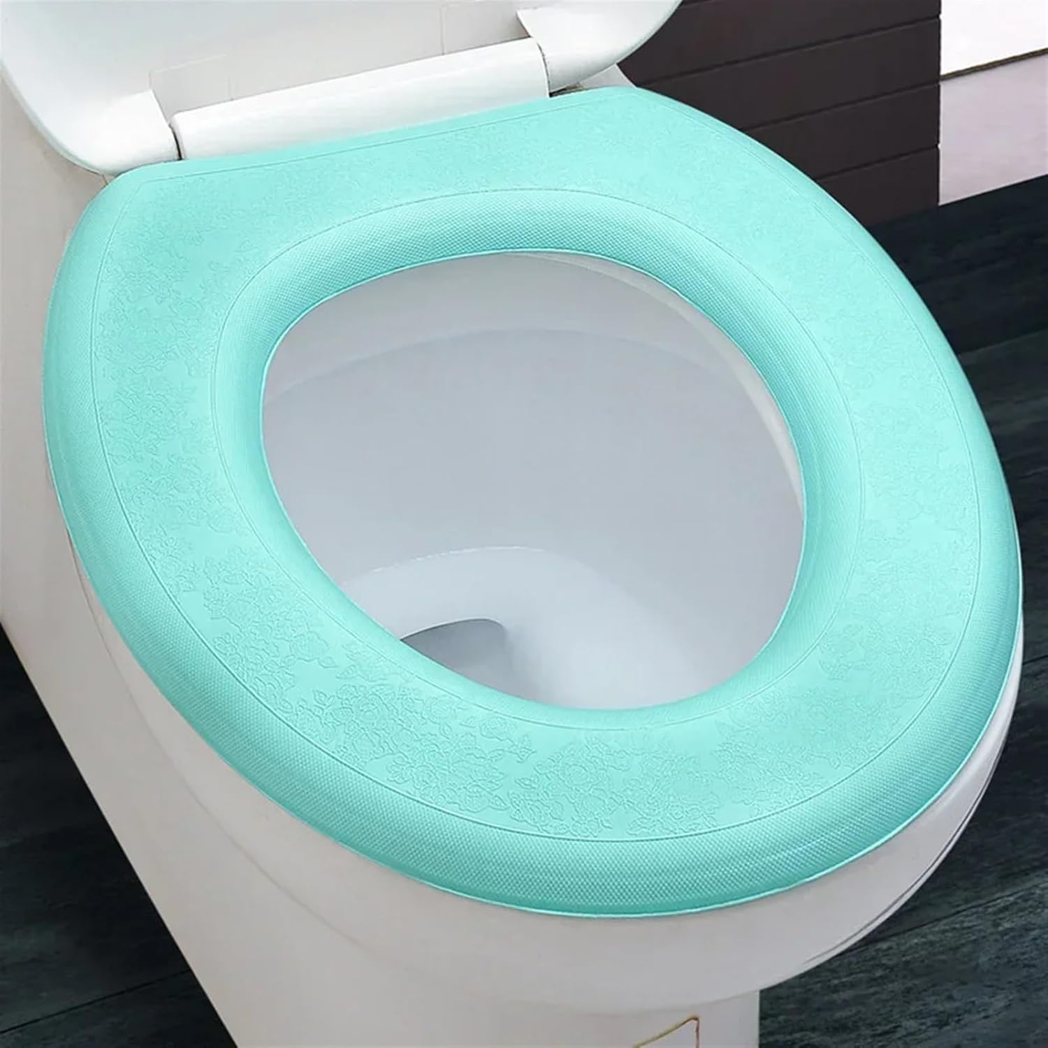 Waterpoof Soft Toilet Seat Cover Bathroom Washable Closestool Mat Pad Cushion O-Shape Toilet seat Bidet Toilet Cover Accessories (Size : Green)