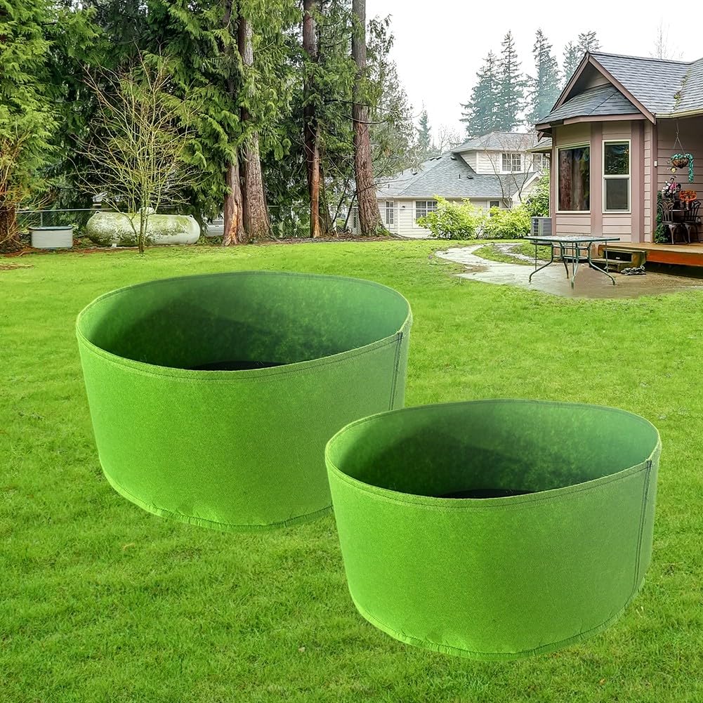 EasyByMall Lot de 2 grands sacs de plantation en tissu non tissé réutilisables avec poignées pour herbes, légumes, fleurs, jardin peu encombrant pour terrasse, balcon, cour, vert
