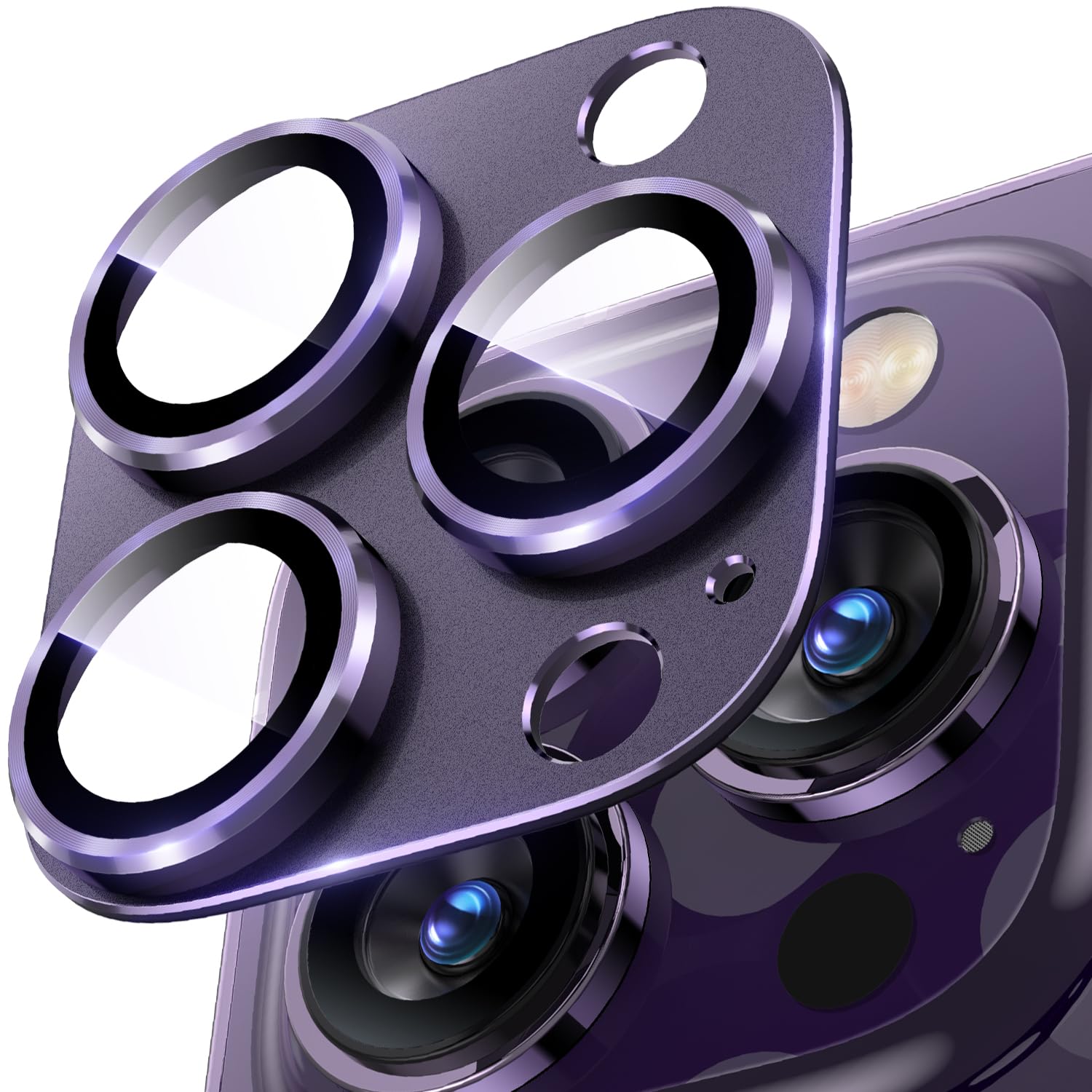 BAZO for iPhone 14 Pro Max /14 Pro camera lens protector[Bling] [Glitter] [Durable] [9H] Tempered Glass Ultra HD Case Friendly-Purple