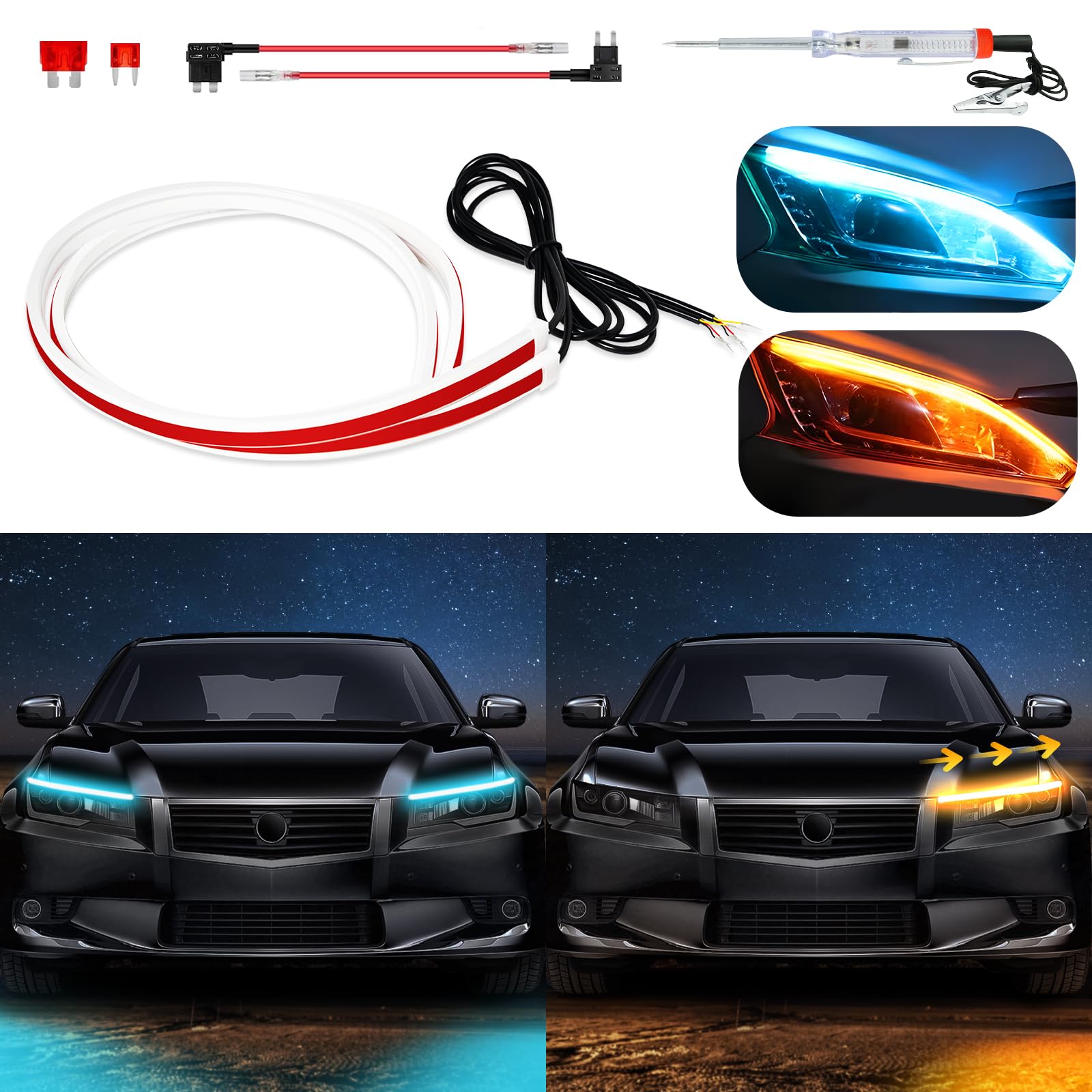 Amazon | DUOFU365 LEDテープ フードライト 車用 極薄型 2色切替