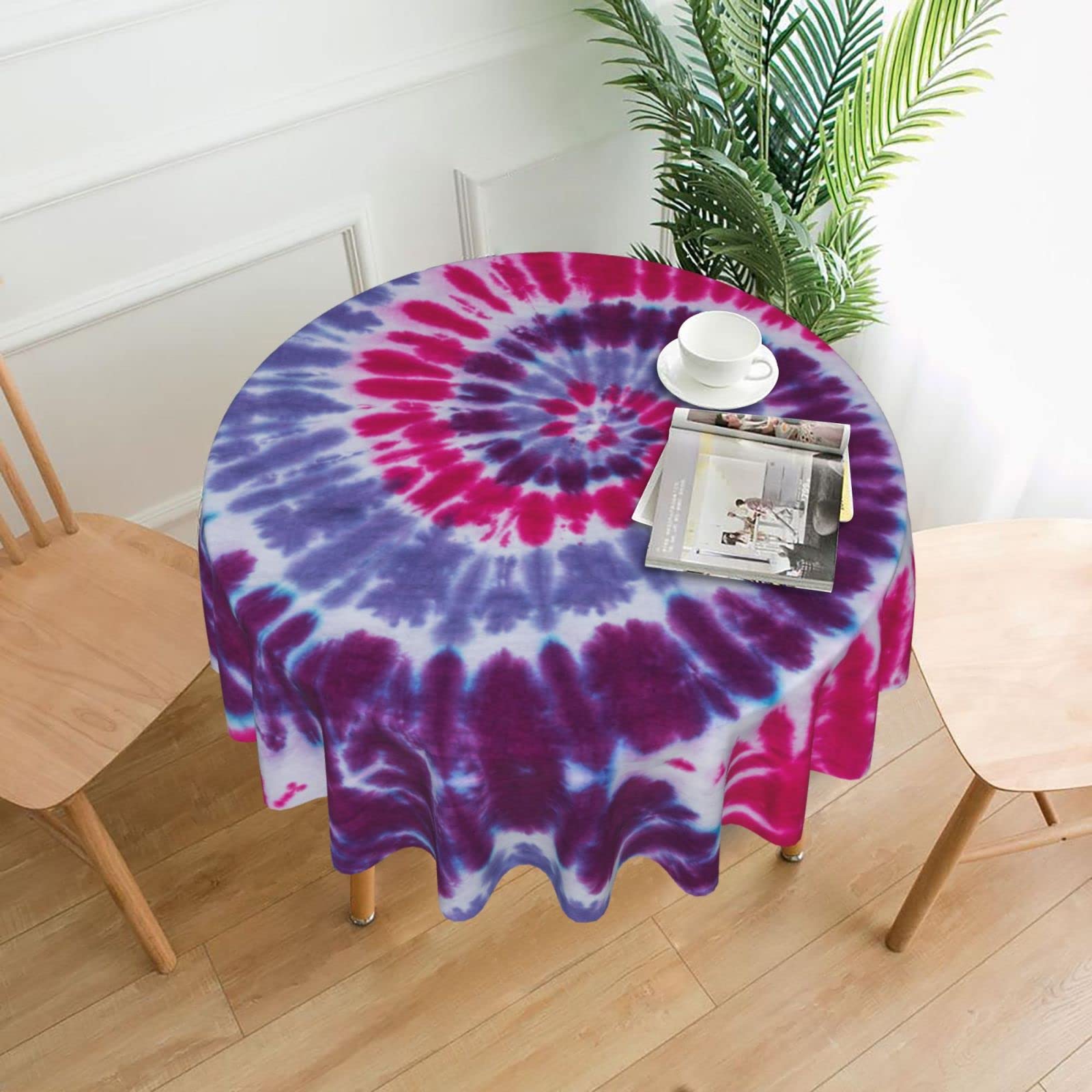 Amazon｜テーブルクロス 円形 直径150cm 派手なタイダイ渦 デスク