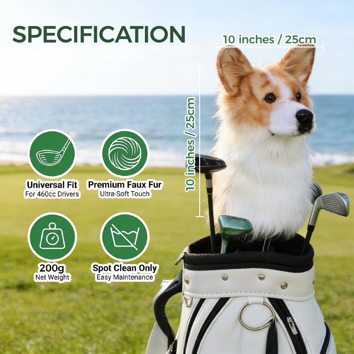 Golf Club Head Cover for Driver 460cc, Dog-Style Golf Club Decorative Companion