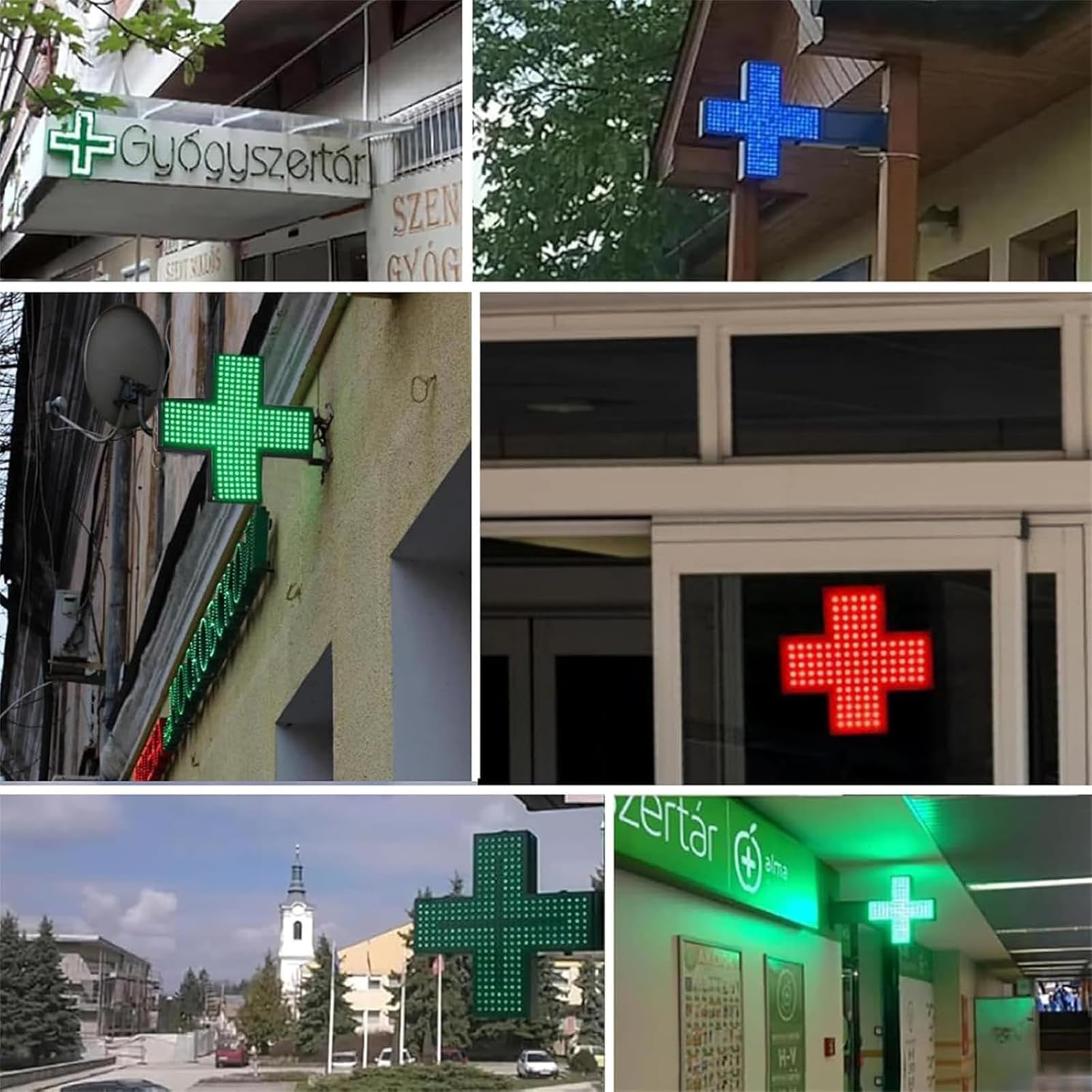 Letrero LED De Cruz Médica De 35 * 35 Cm, Luz De Cruz para Farmacia con Cadena Metálica Colgante, 3 Modos De Iluminación, Fácilmente Reconocible, Duradero Y De Bajo Consumo, para Farmacias
