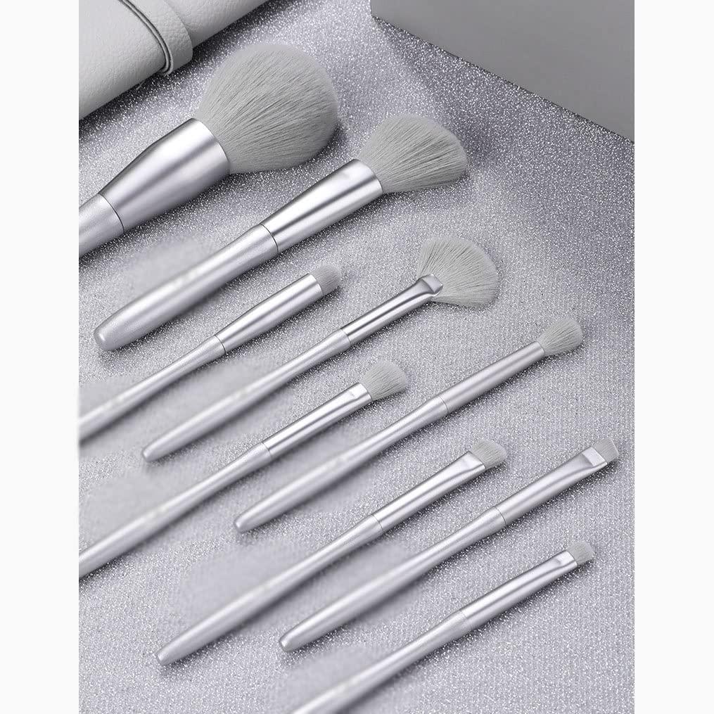 9 Ensemble de pinceaux de Maquillage Ensemble Complet de Pinceau à Poudre Libre Correcteur d'ombre à paupières